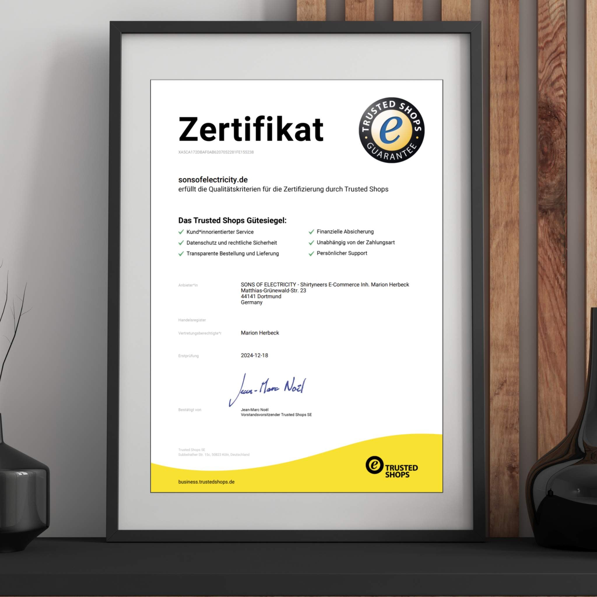 Sicher online einkaufen: Sons of Electricity ist Trusted Shops zertifiziert!