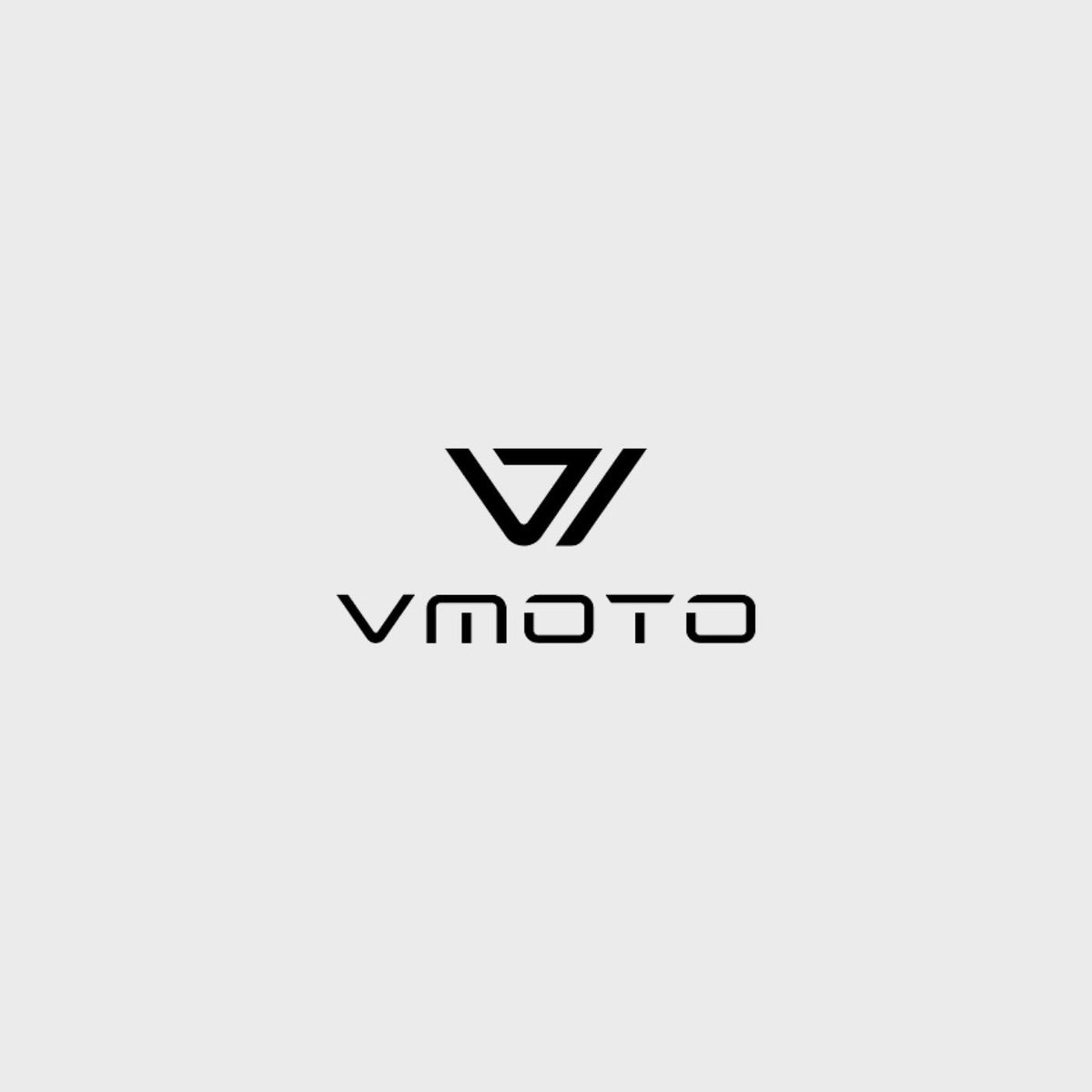 Das Vmoto-Logo mit einem stilisierten geometrischen Symbol über dem Schriftzug VMOTO.
