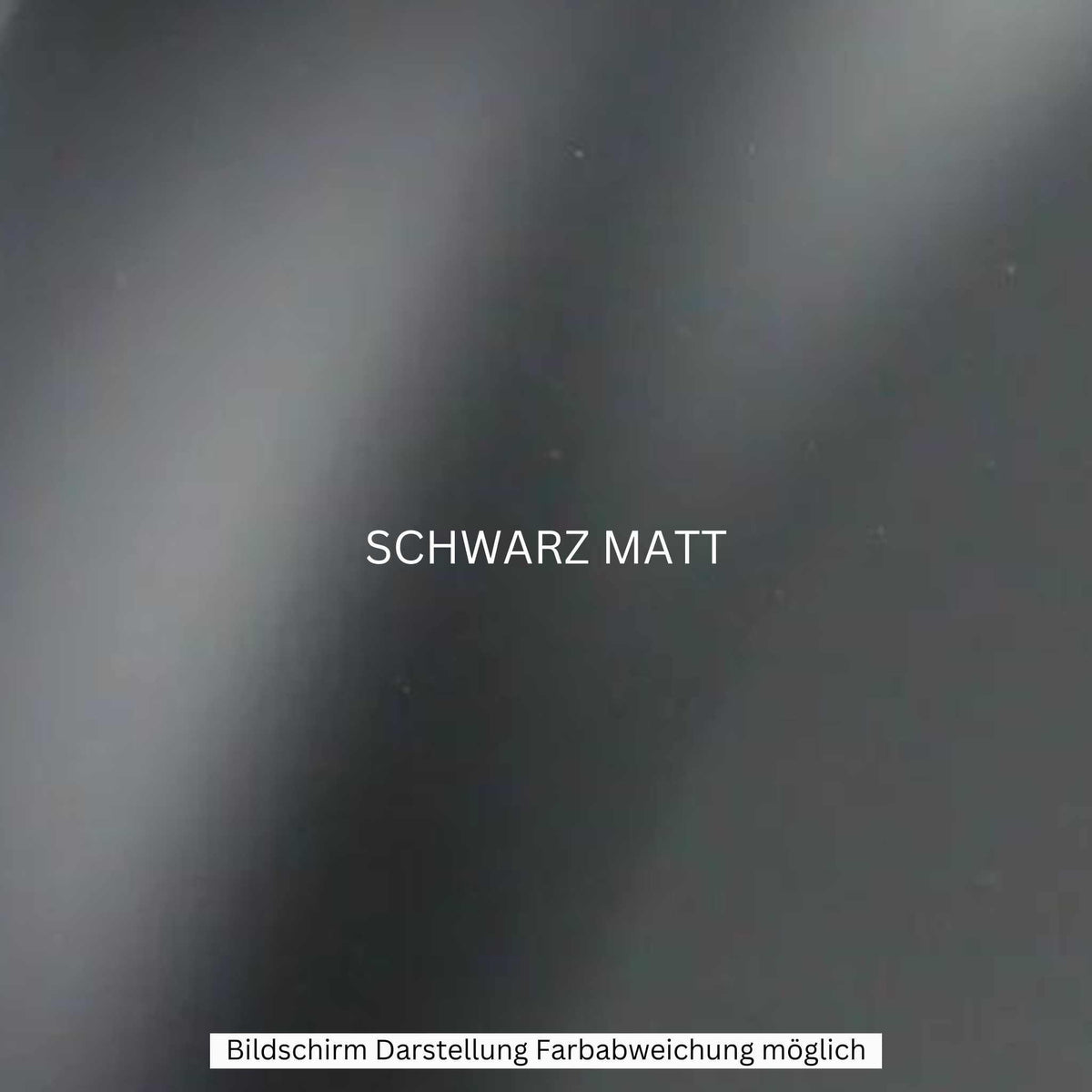 Eine glatte, mattschwarze Oberfläche mit dem zentrierten Schriftzug „SCHWARZ MATT“. Unten steht ein Hinweis auf Deutsch: „Bildschirmdarstellung – Farbabweichungen möglich“. Perfekt geeignet für die Präsentation innovativer Elektromobilitätsprodukte wie den CityTwister 6.0 PREMIUM DUO 45 km/h | 56-Ah-Akku | Carplay-Display – Der Original-E-Chopper | E-Scooter von City Twister.
