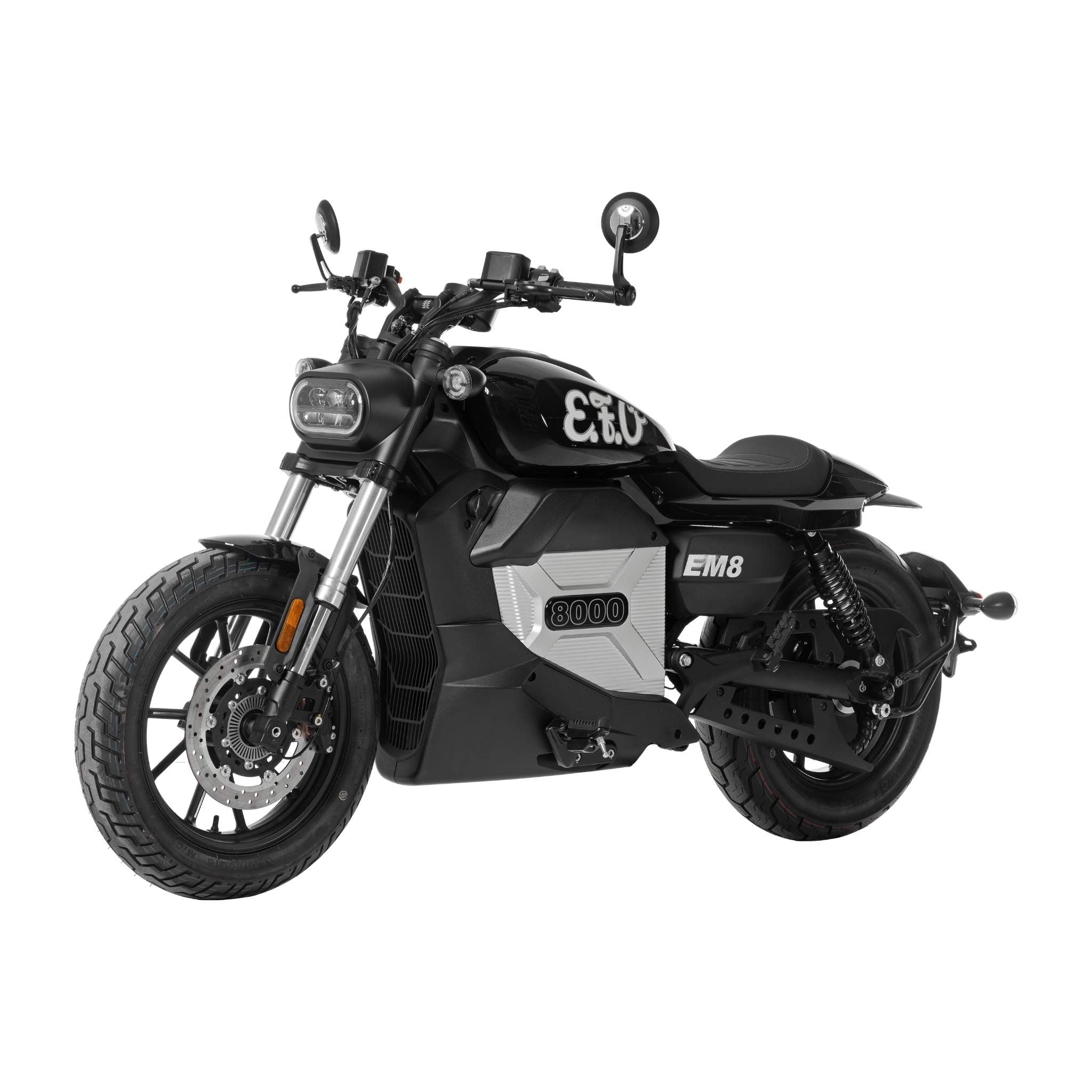 Erleben Sie Stil und Effizienz mit dem E.F.O. Elektro Motorrad E.F.O EM8 - modernes Design, breite Reifen, rechteckiger Scheinwerfer und Seitenspiegel; erreicht 120 km/h zum Sonderpreis. Mögliche Umweltprämienvorteile vorhanden!.