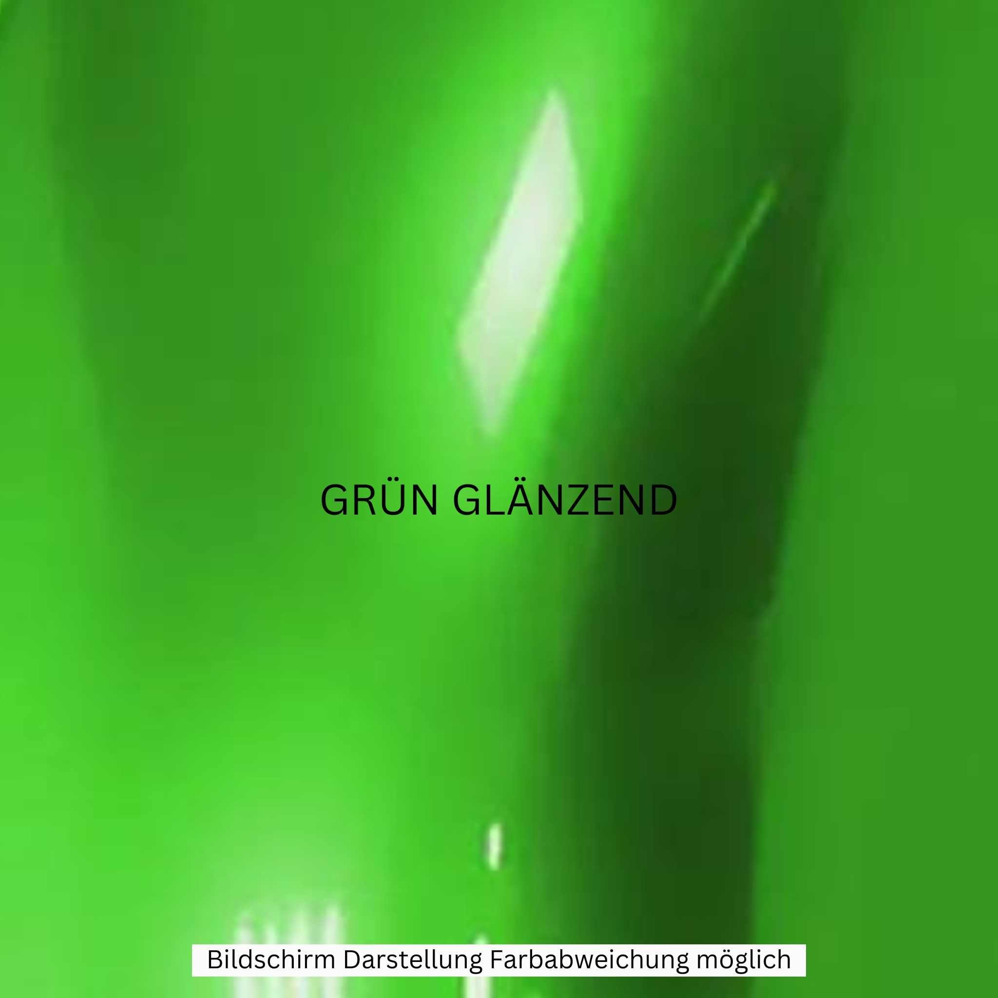 Helle, glänzende grüne Oberfläche mit "GRÜN GLÄNZEND" in der Mitte. Hinweis: Bildschirmdarstellung Farbabweichung möglich. Ideal für Ihren City Twister NEU! E-Chopper 6.0 PREMIUM DUO 45 km/h mit 56 AH Akku und Carplay Display - Das Original!.