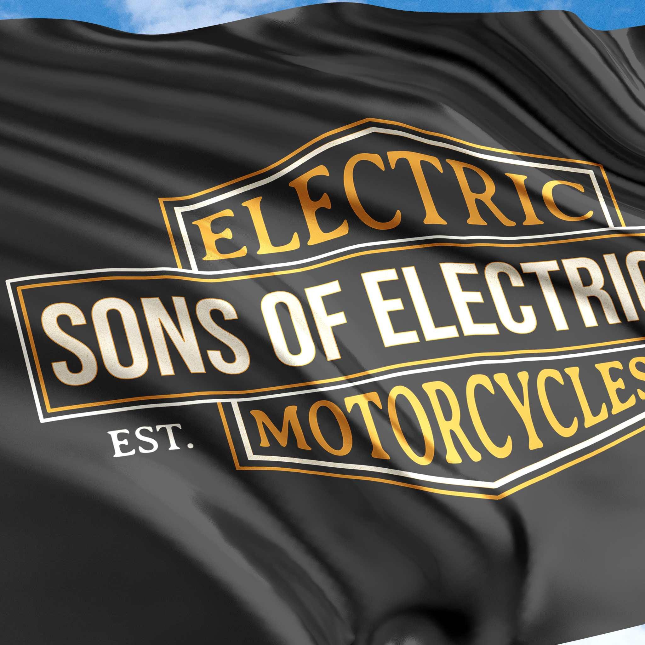 SONS OF ELECTRICITY Electric Motorcycles Logo Hiss-Fahne -