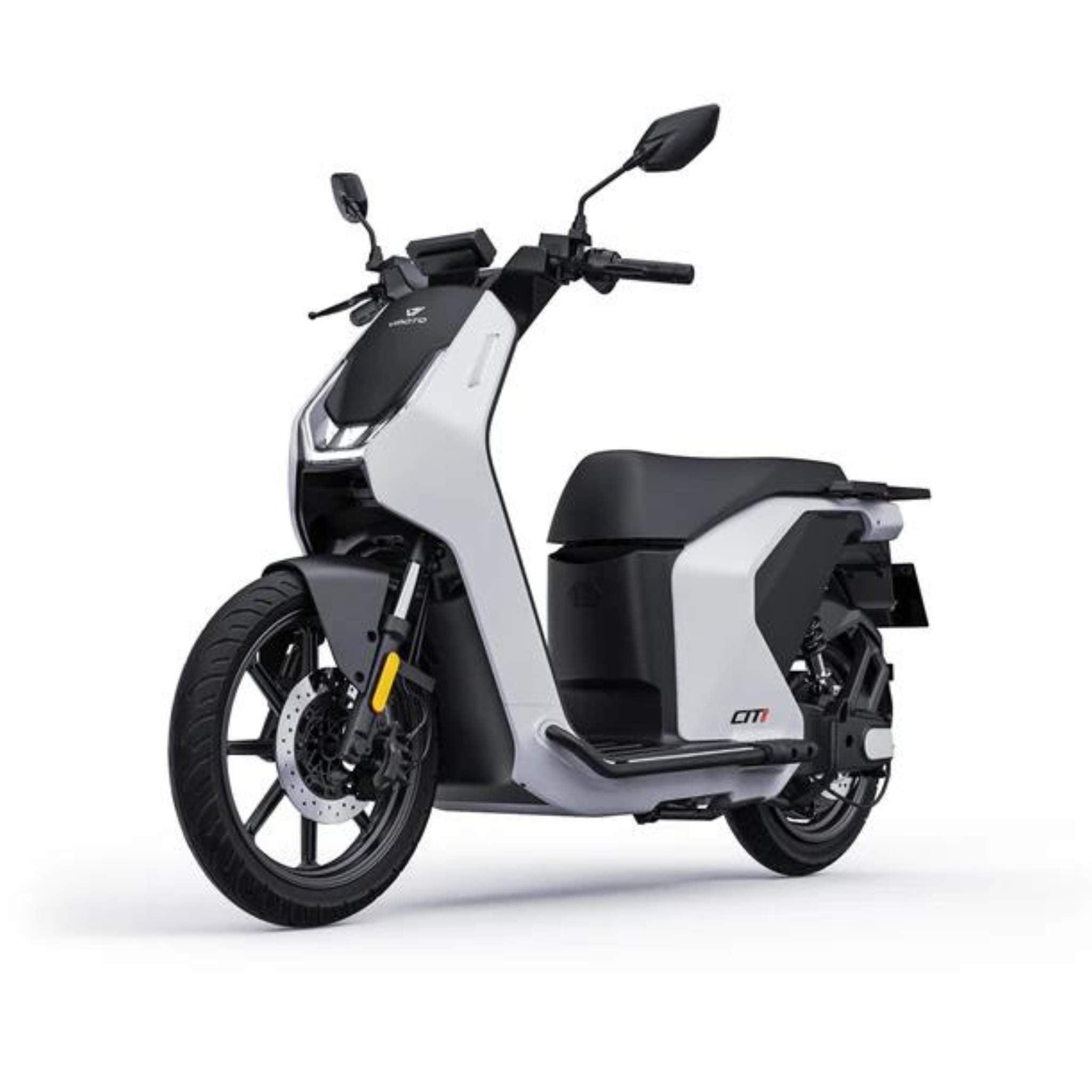 Der VMOTO Citi E-Roller E-Scooter Motorroller (45 km/h) verfügt über ein modernes weiß-schwarzes Design, Digitalanzeige, Leichtmetallräder, Rückspiegel, großen Frontscheinwerfer und einen austauschbaren Akku-ideal für stylishe urbane Mobilität.