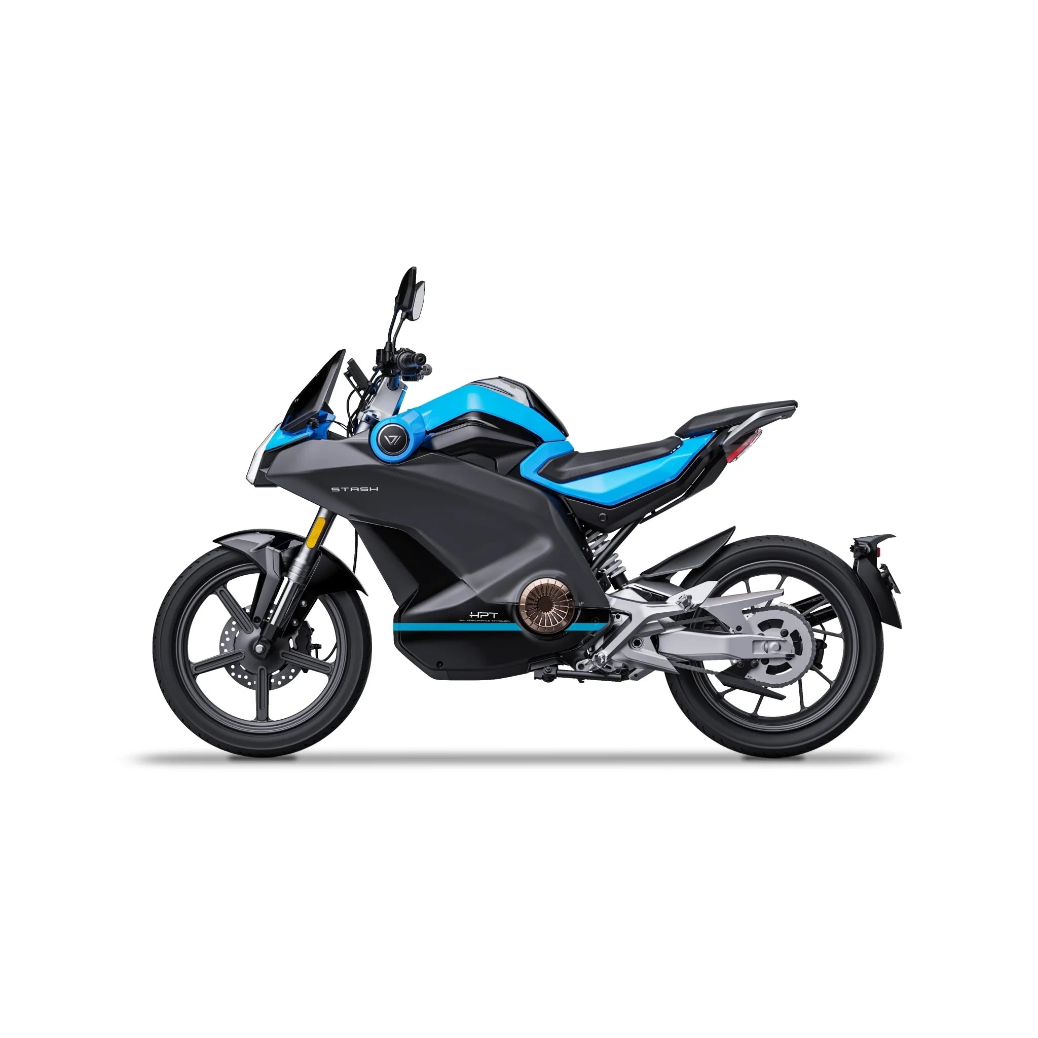 VMOTO Stash Elektroroller in Blau, Seitenansicht – sportlicher E-Roller mit 120 km/h und ABS, erhältlich bei SONS OF ELECTRICITY, Dortmund, Deutschland