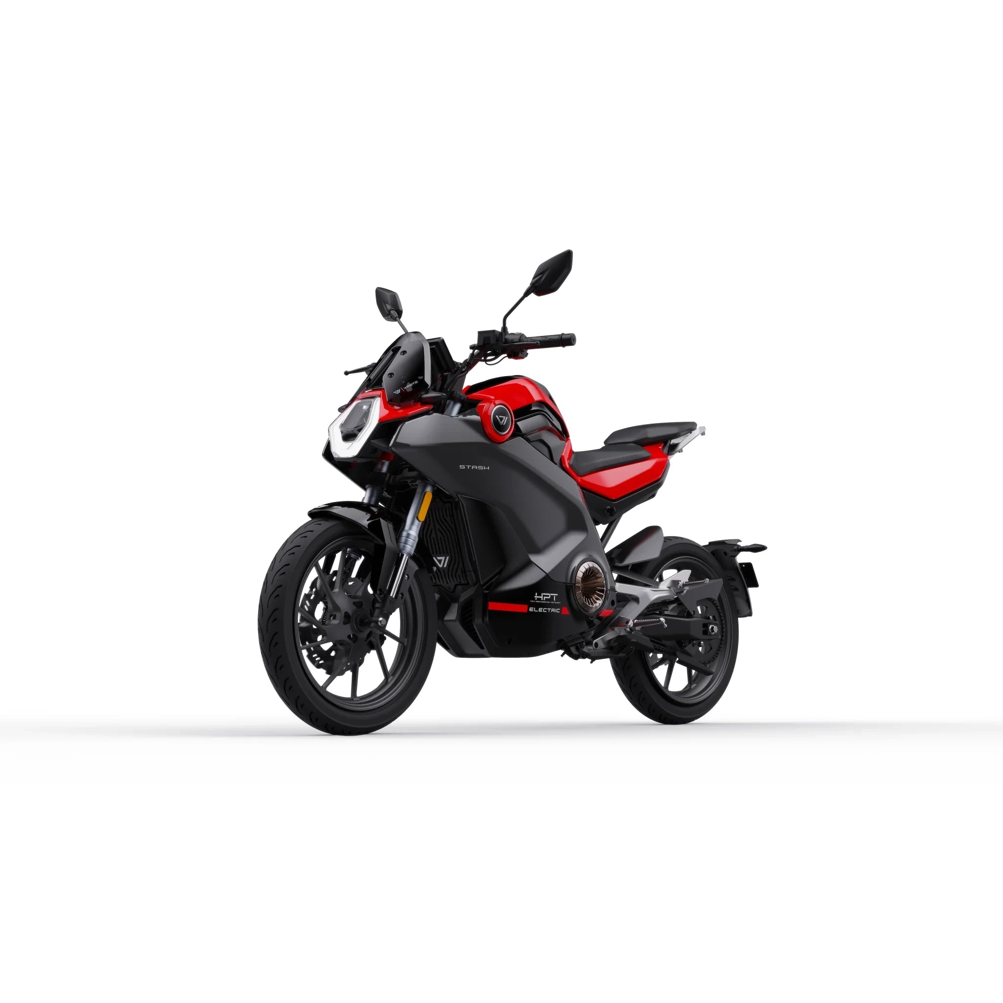 VMOTO Stash Elektroroller in Rot, Dreiviertelansicht von vorne – sportlicher E-Roller mit 120 km/h und ABS, erhältlich bei SONS OF ELECTRICITY, Dortmund, Deutschland