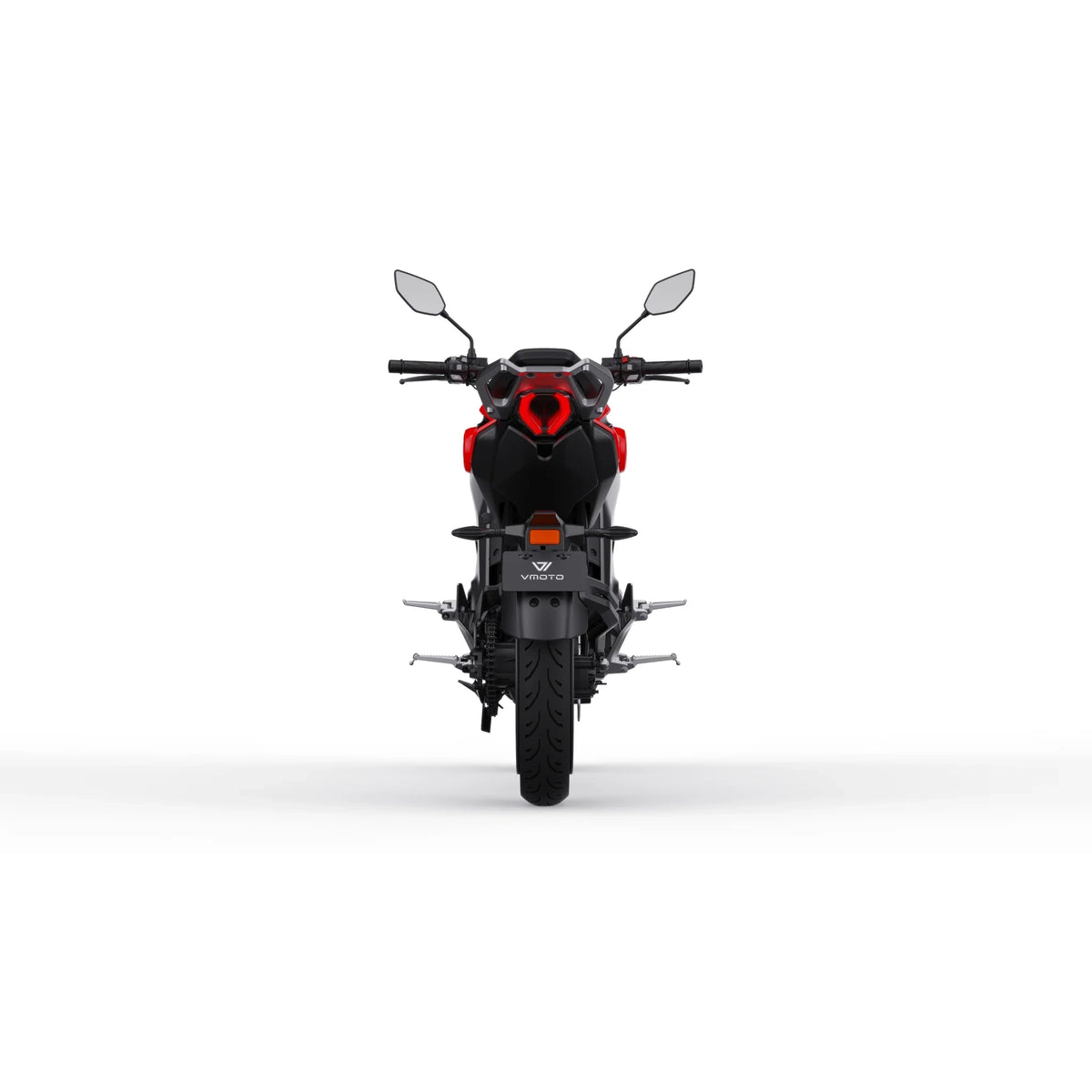 VMOTO Stash Elektroroller in Rot, Heckansicht – sportlicher E-Roller mit 120 km/h und ABS, erhältlich bei SONS OF ELECTRICITY, Dortmund, Deutschland