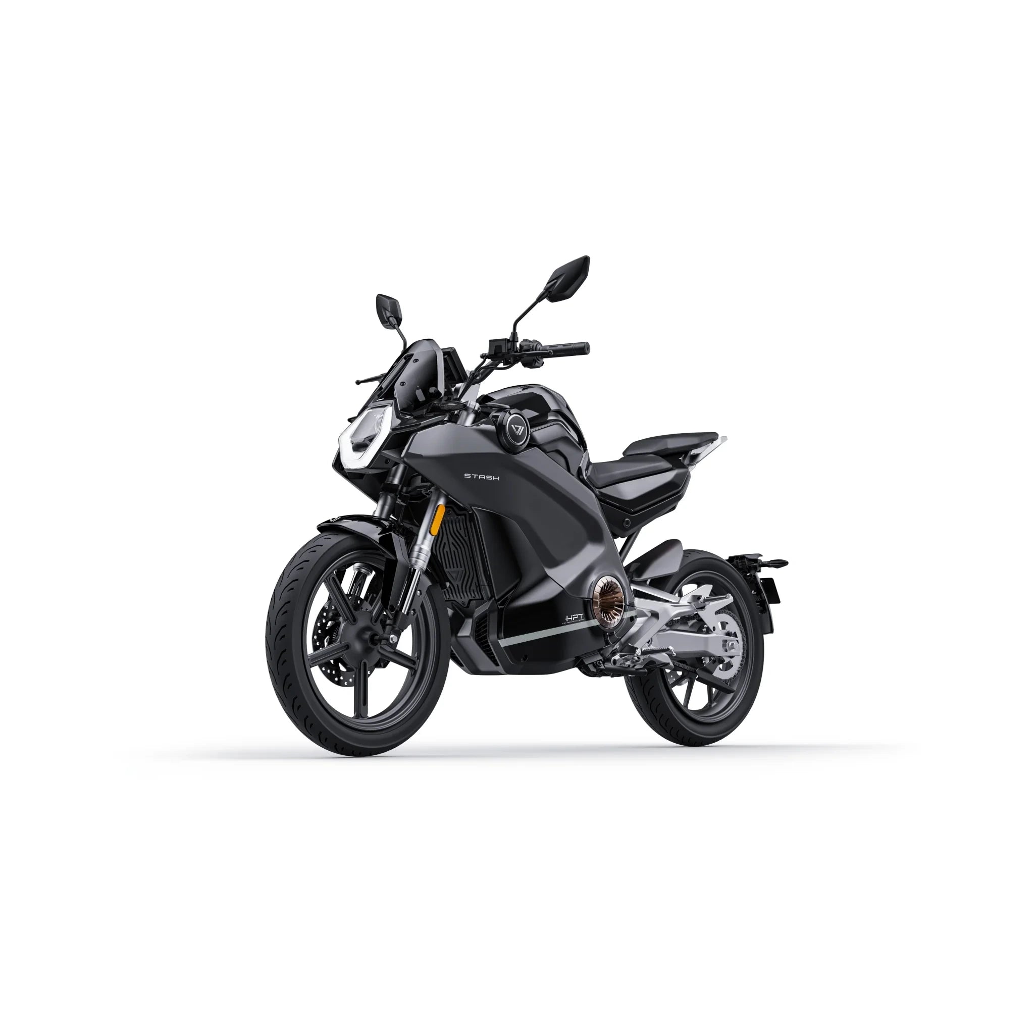VMOTO Stash Elektroroller in Schwarz, Dreiviertelansicht von hinten – sportlicher E-Roller mit 120 km/h und ABS, erhältlich bei SONS OF ELECTRICITY, Dortmund, Deutschland