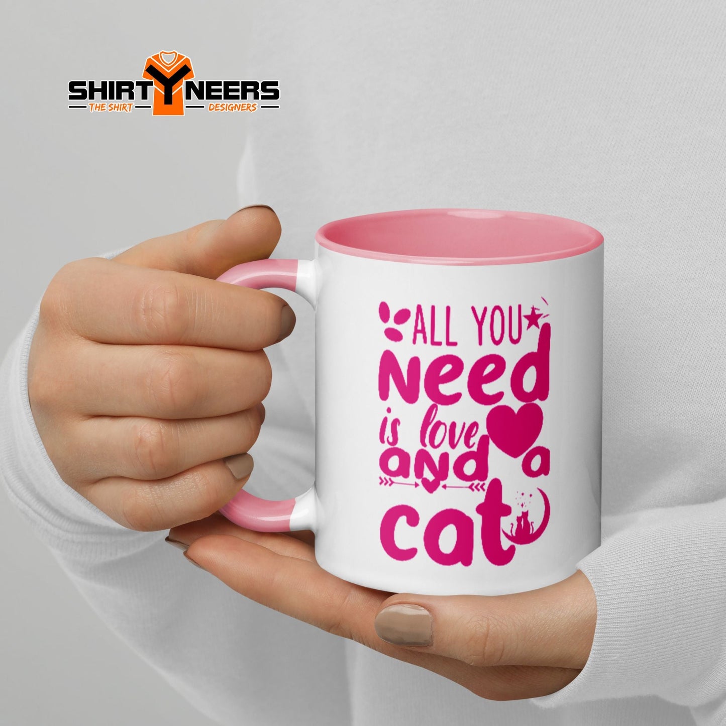 All you need is love and a cat – Tasse mit Aufdruck - Weiß /