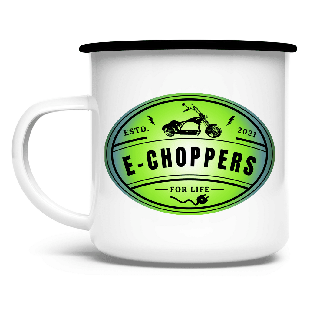 Authentisch und robust: Die E-Chopper Emaille Tasse