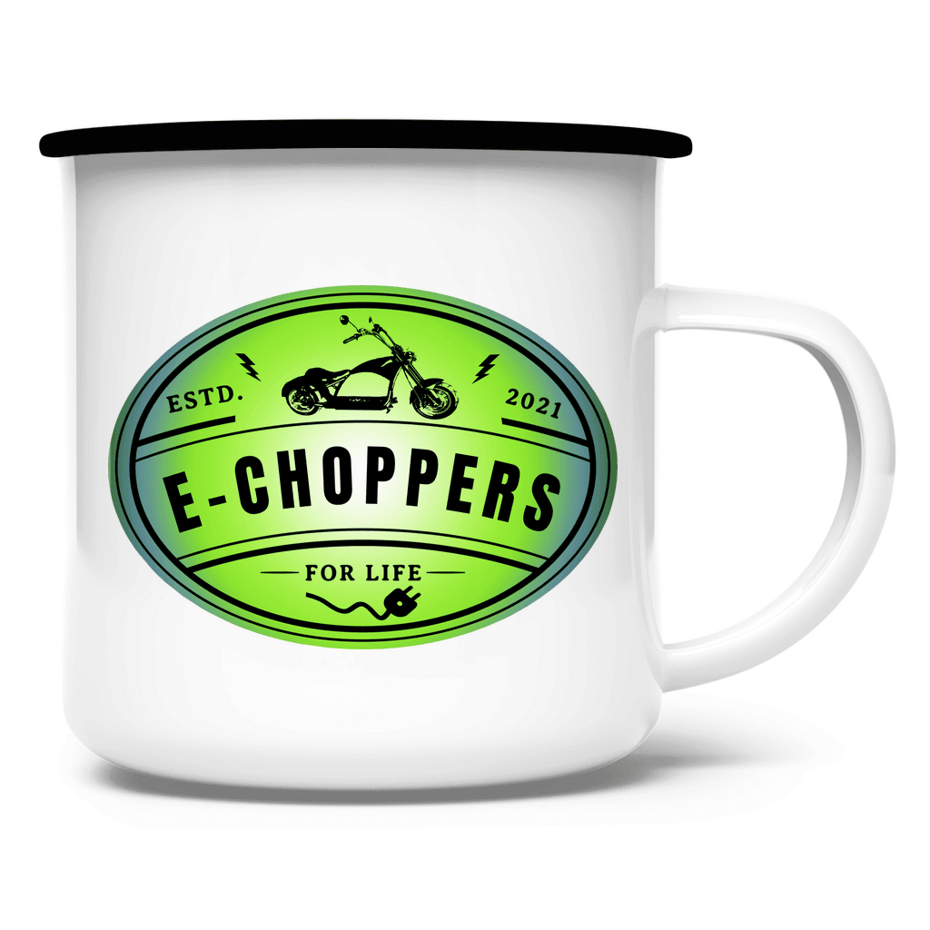 Authentisch und robust: Die E-Chopper Emaille Tasse