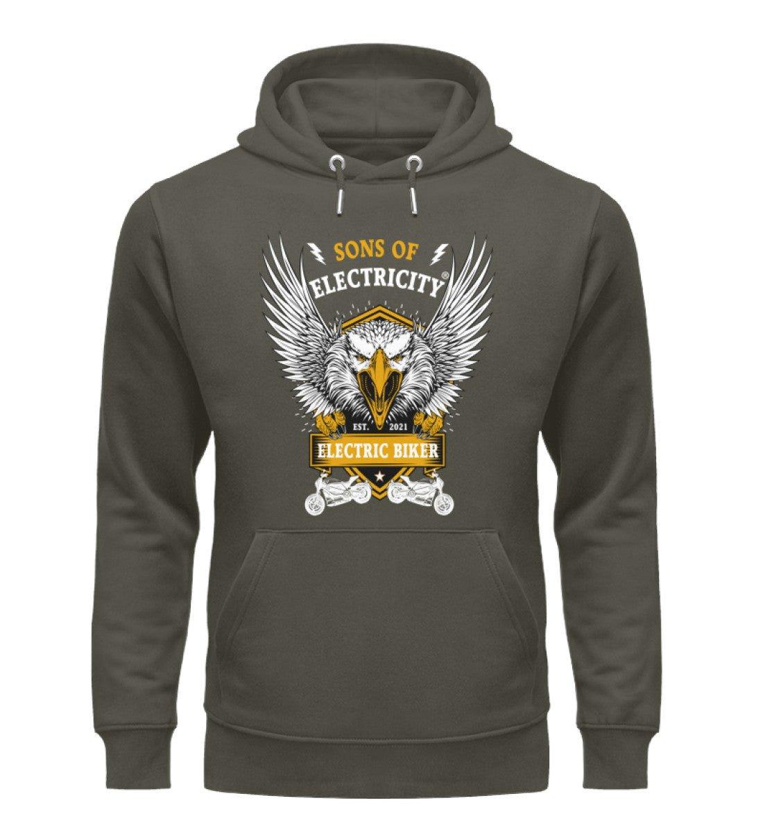 Bio Premium E-Motorrad Hoodie: Electric Biker mit Adler