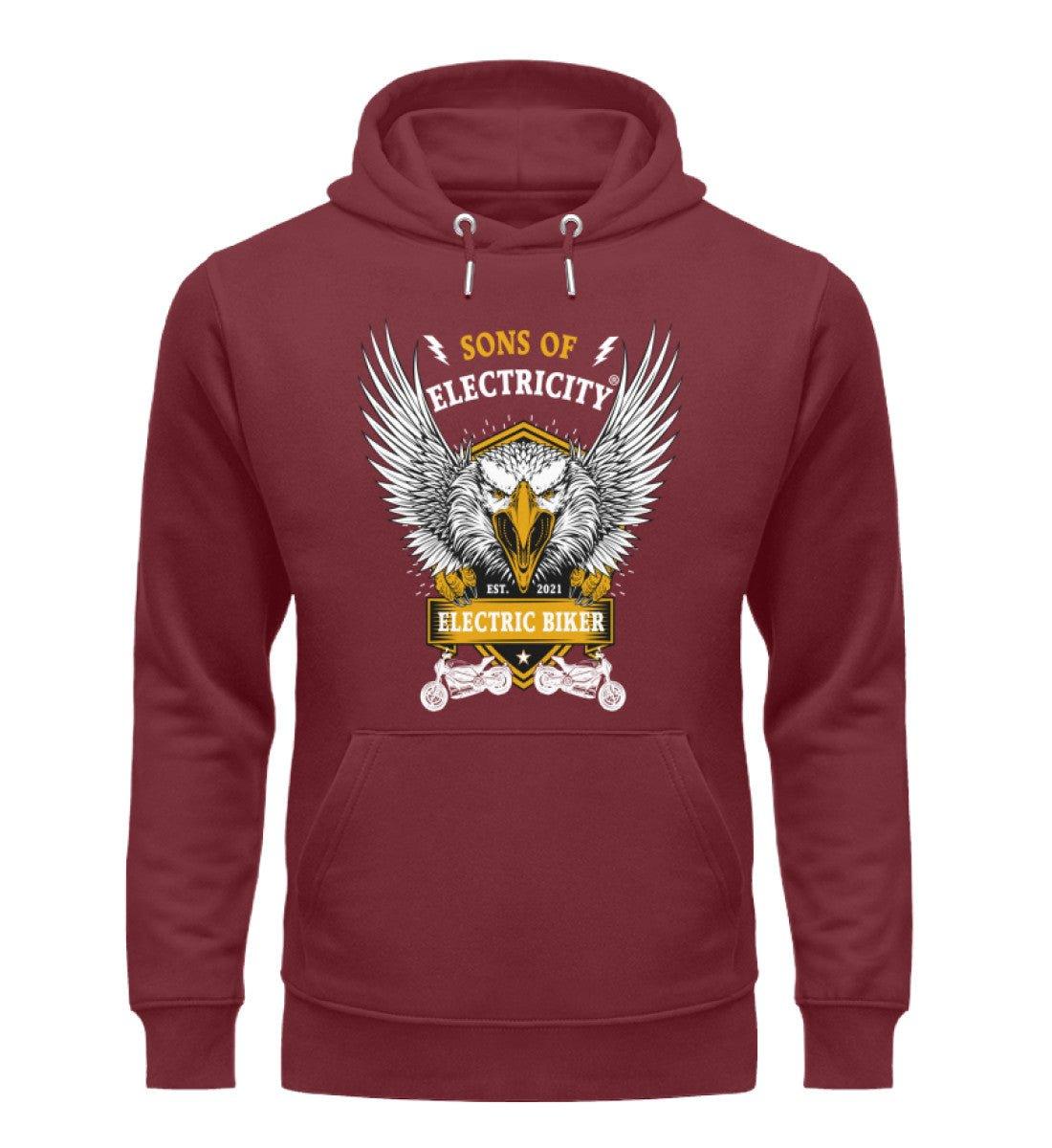 Bio Premium E-Motorrad Hoodie: Electric Biker mit Adler