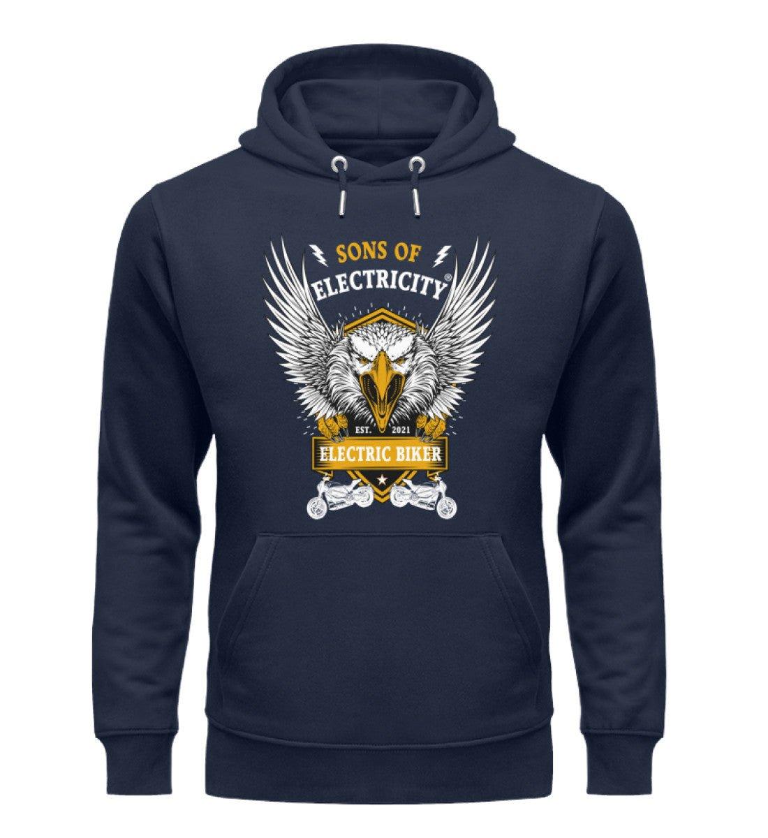 Bio Premium E-Motorrad Hoodie: Electric Biker mit Adler