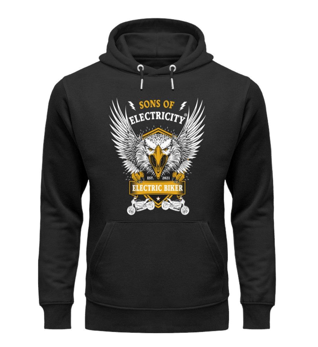 Bio Premium E-Motorrad Hoodie: Electric Biker mit Adler
