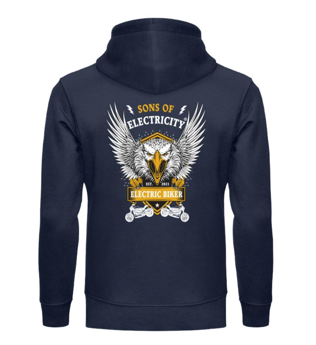 Bio Premium E-Motorrad Hoodie: Electric Biker mit Adler