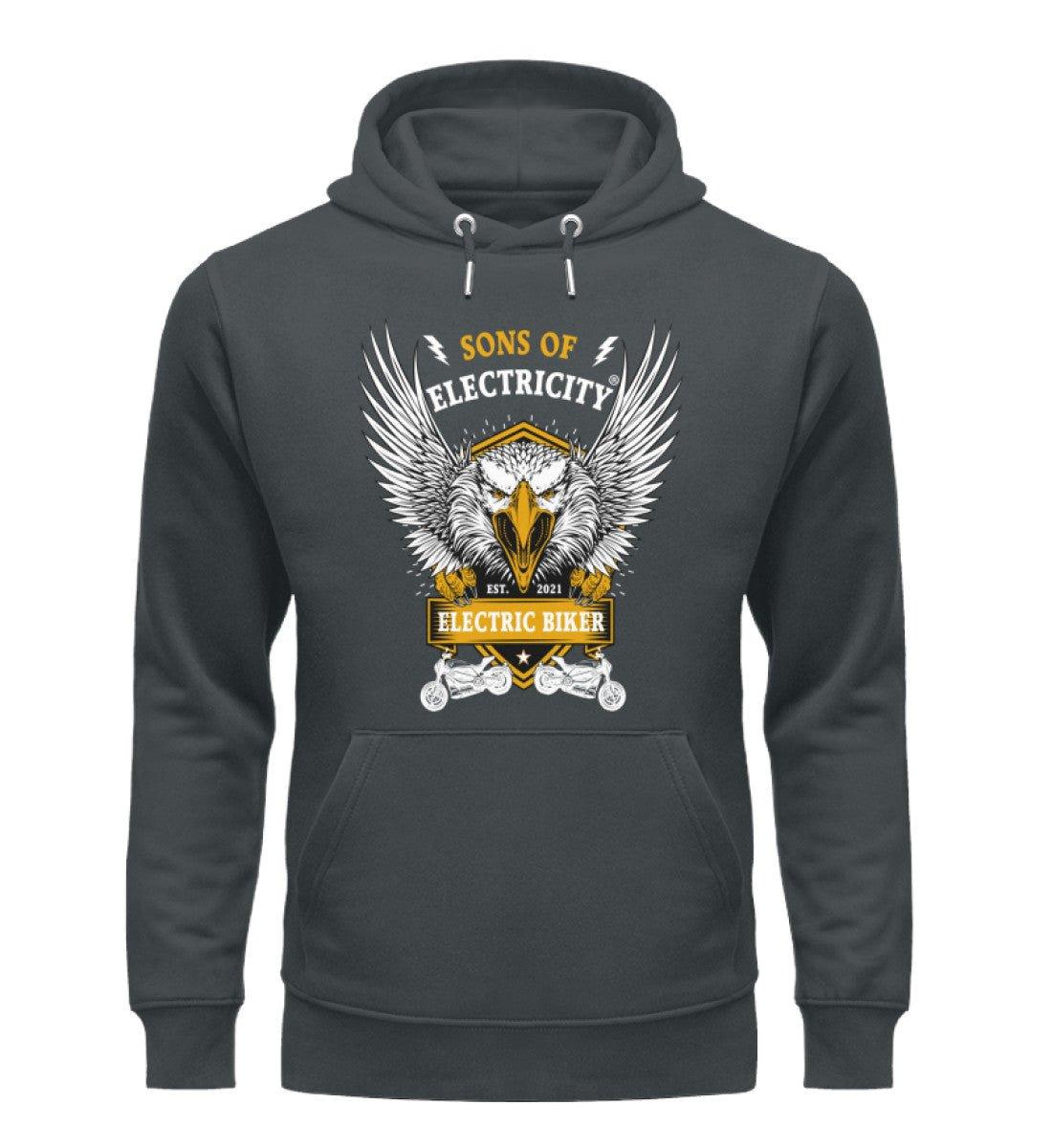 Bio Premium E-Motorrad Hoodie: Electric Biker mit Adler