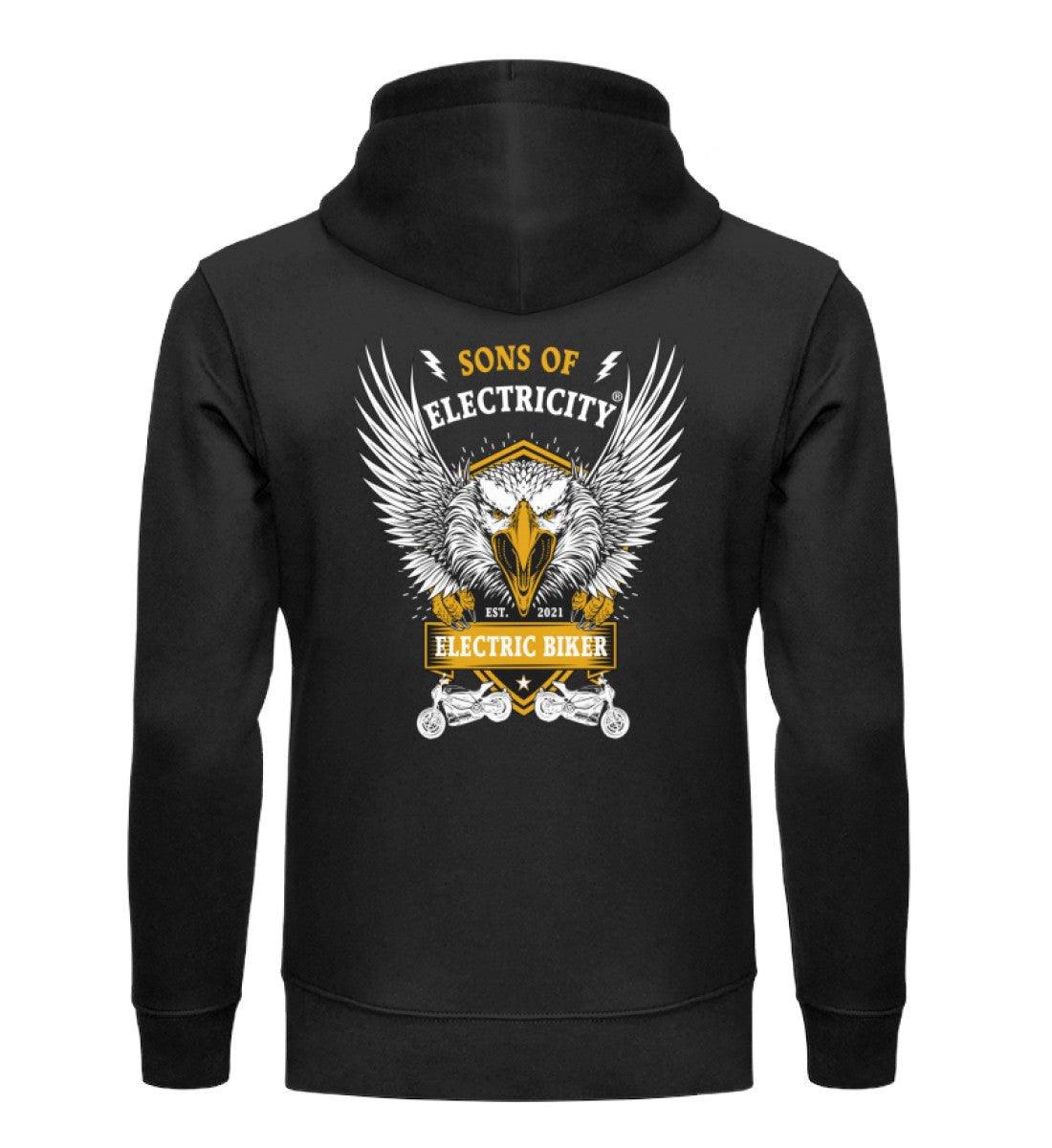 Bio Premium E-Motorrad Hoodie: Electric Biker mit Adler