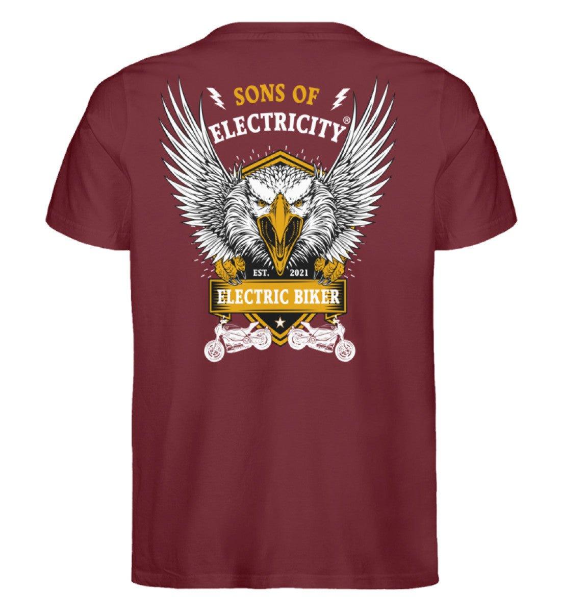 Bio Premium E-Motorrad T-Shirt: Electric Biker mit Adler