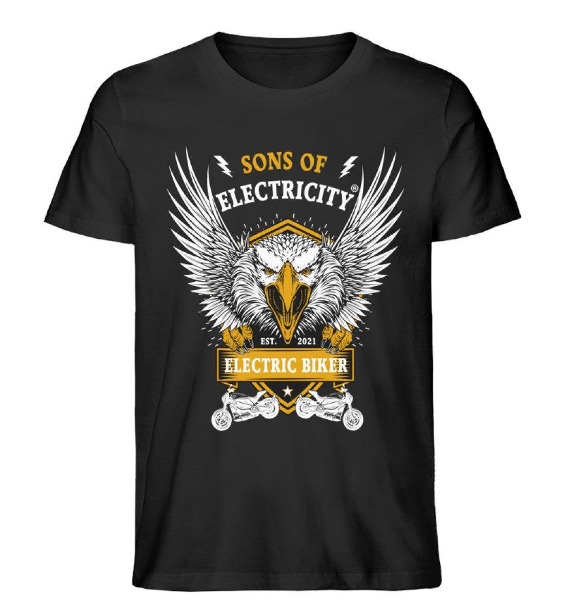 Bio Premium E-Motorrad T-Shirt: Electric Biker mit Adler