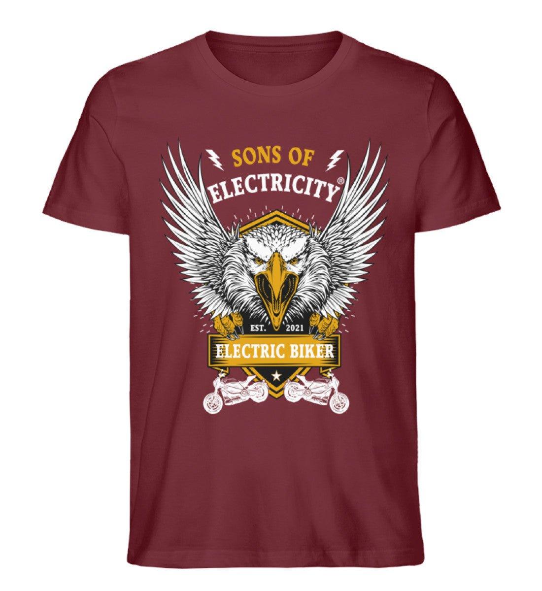 Bio Premium E-Motorrad T-Shirt: Electric Biker mit Adler