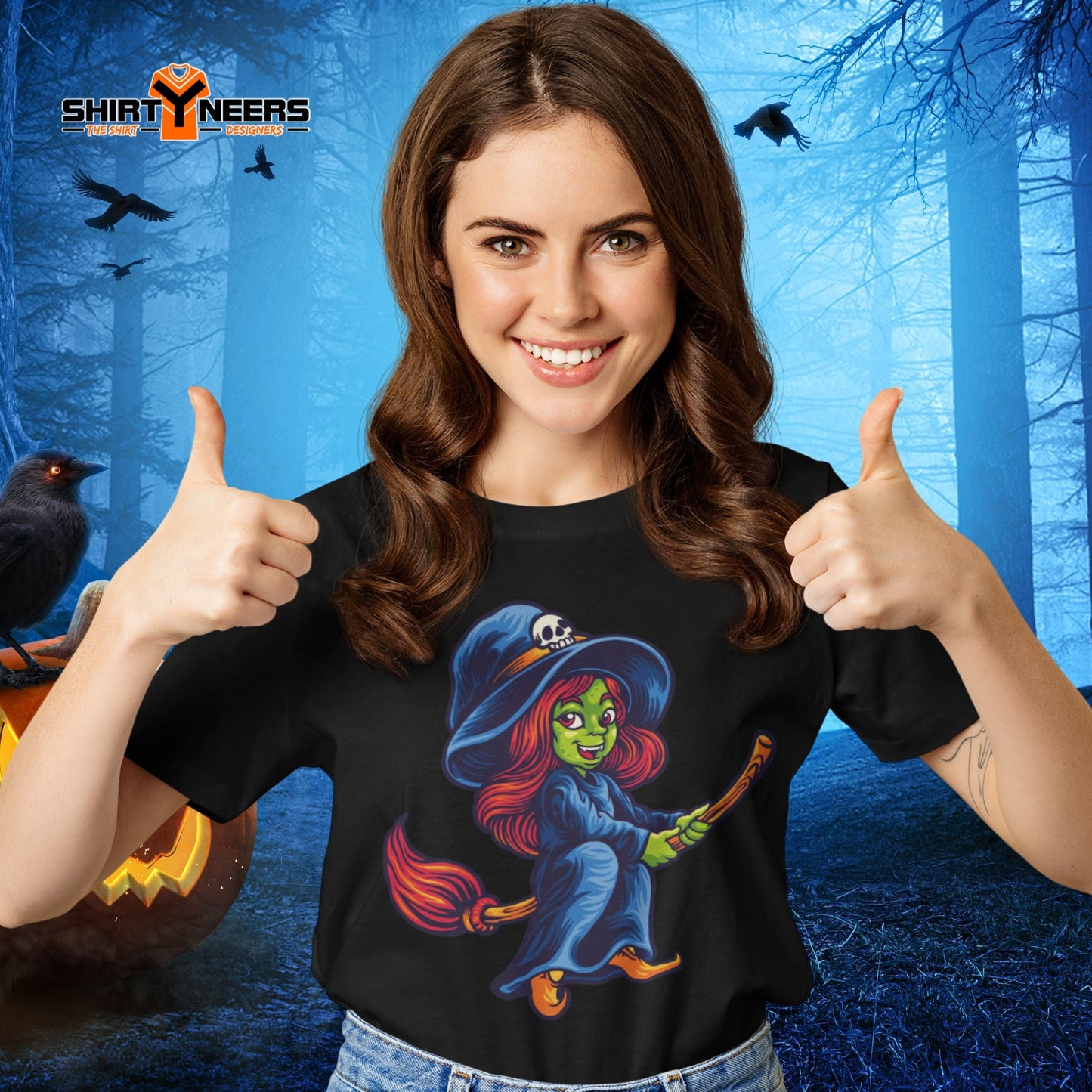 Creepy Ville - Fliegende Hexe mit Besen – essentielles