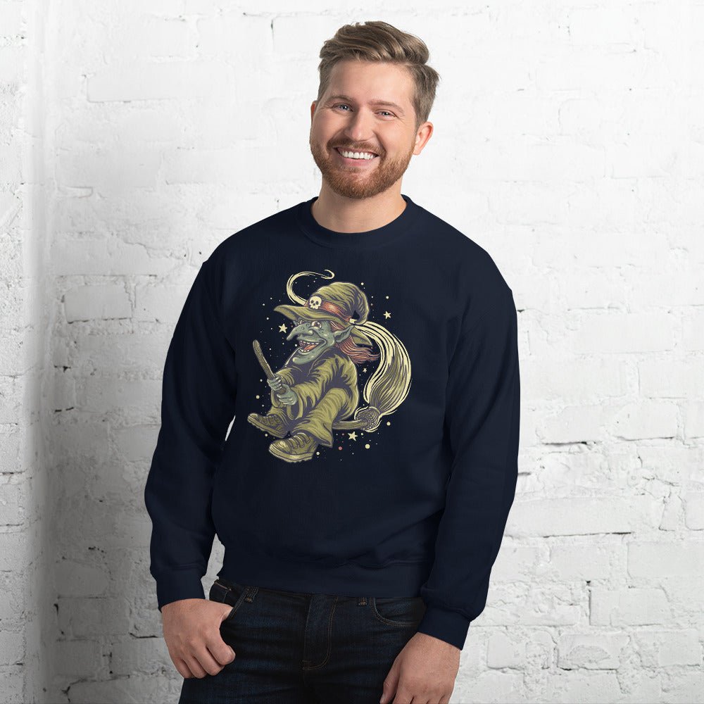 Creepy Ville - Fliegende Hexe mit Besen – Premium Unisex