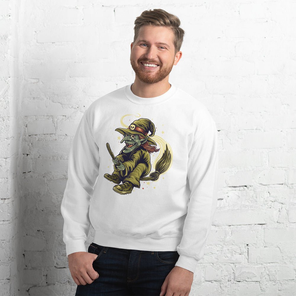 Creepy Ville - Fliegende Hexe mit Besen – Premium Unisex
