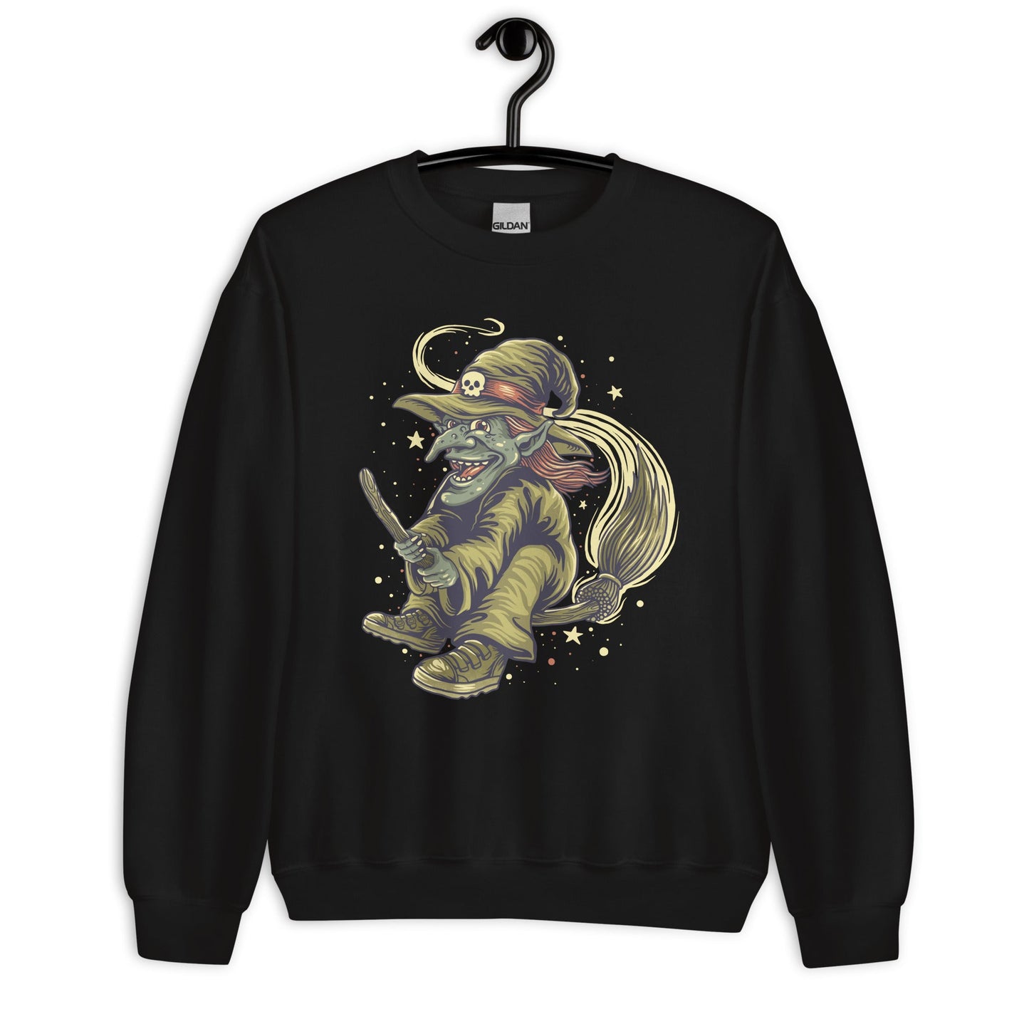 Creepy Ville - Fliegende Hexe mit Besen – Premium Unisex
