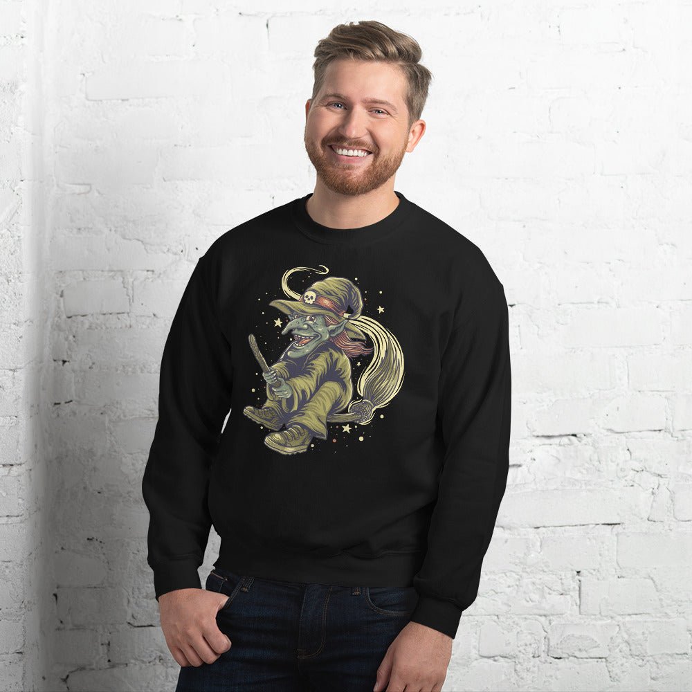 Creepy Ville - Fliegende Hexe mit Besen – Premium Unisex