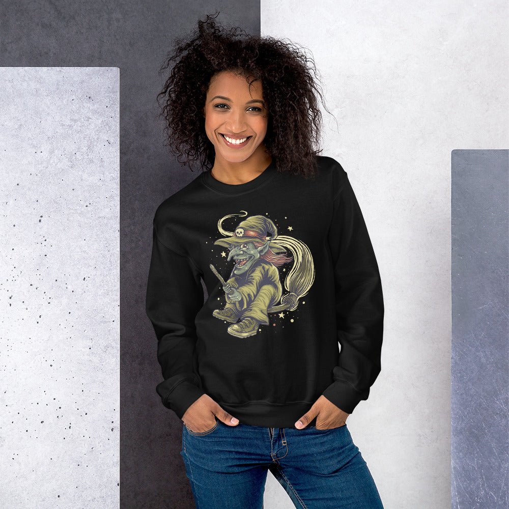 Creepy Ville - Fliegende Hexe mit Besen – Premium Unisex