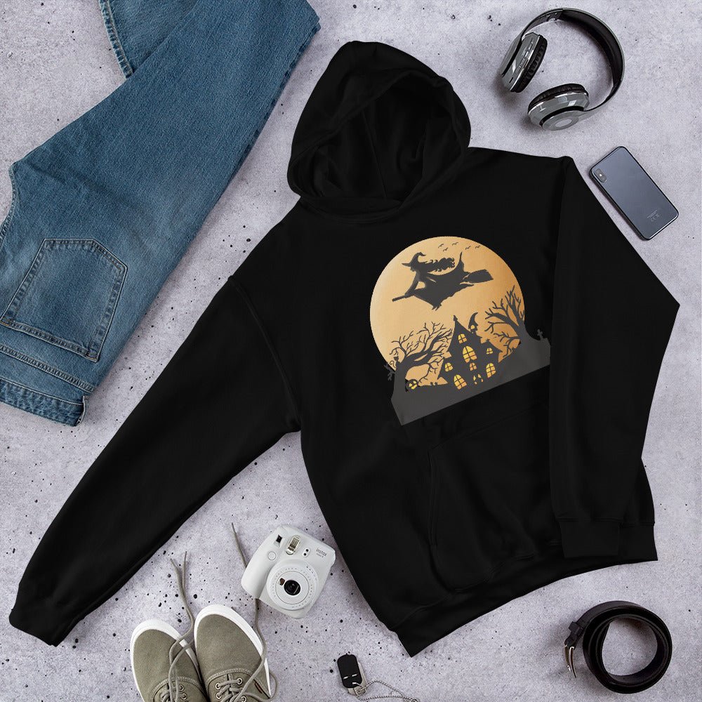 Creepy Ville - Fliegende Hexe + Mond – Premium Unisex Hoodie