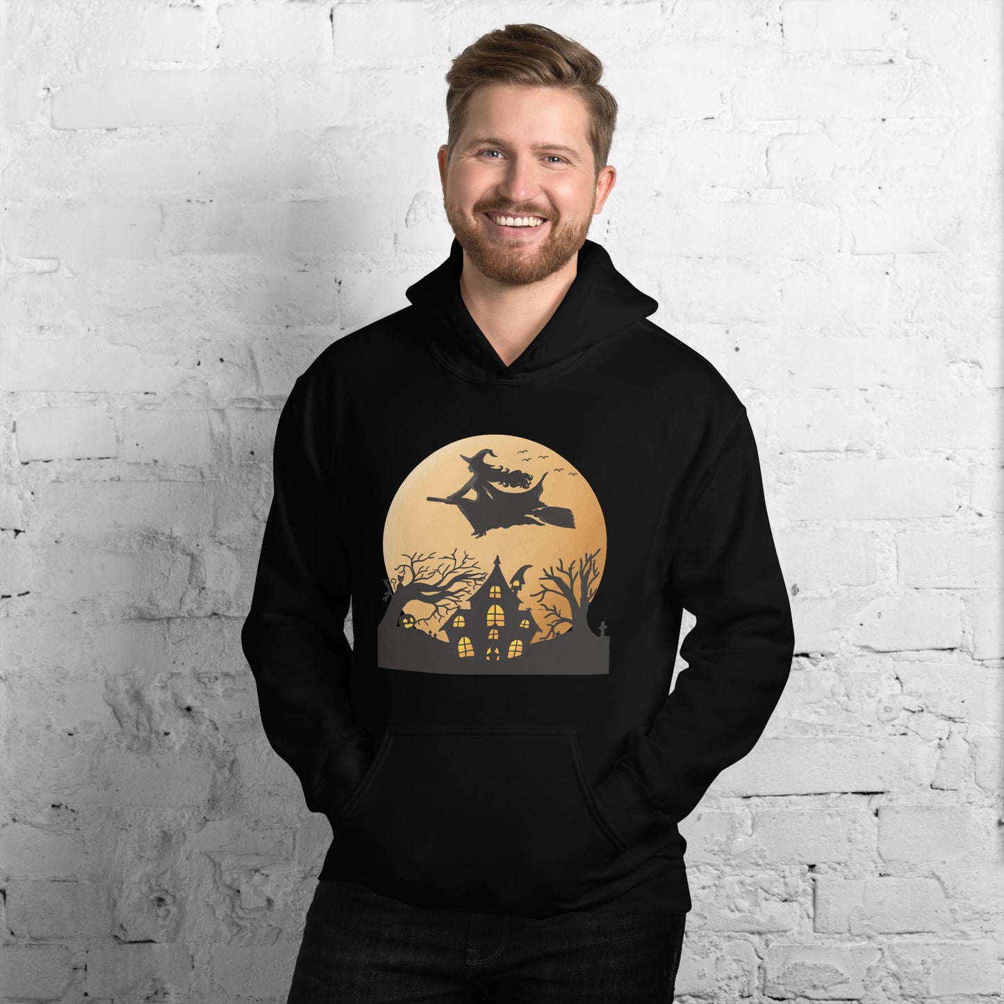 Creepy Ville - Fliegende Hexe + Mond – Premium Unisex Hoodie