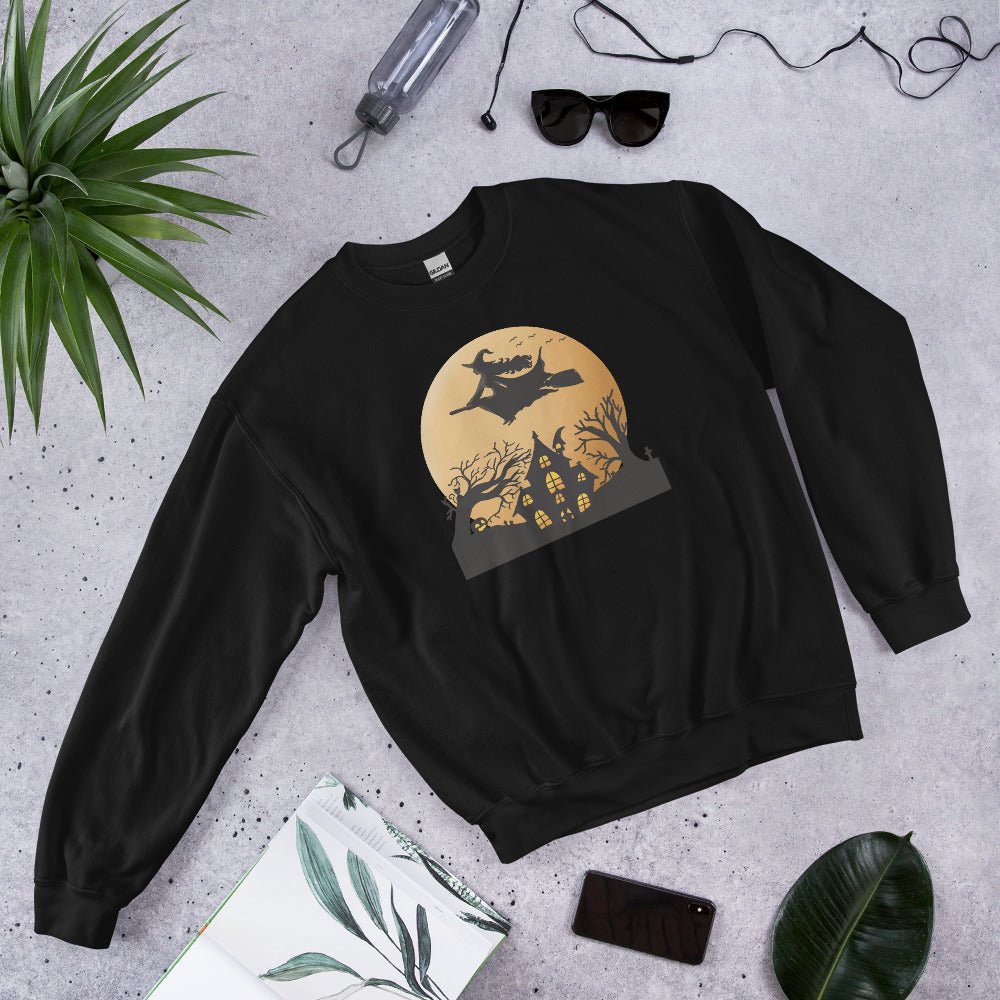 Creepy Ville - Fliegende Hexe + Mond – Premium Unisex