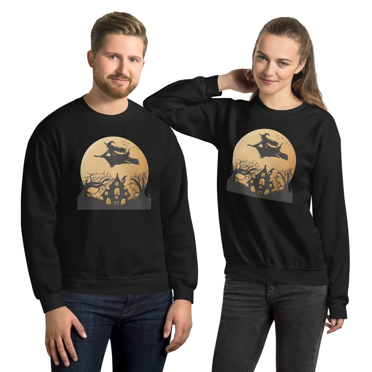 Creepy Ville - Fliegende Hexe + Mond – Premium Unisex
