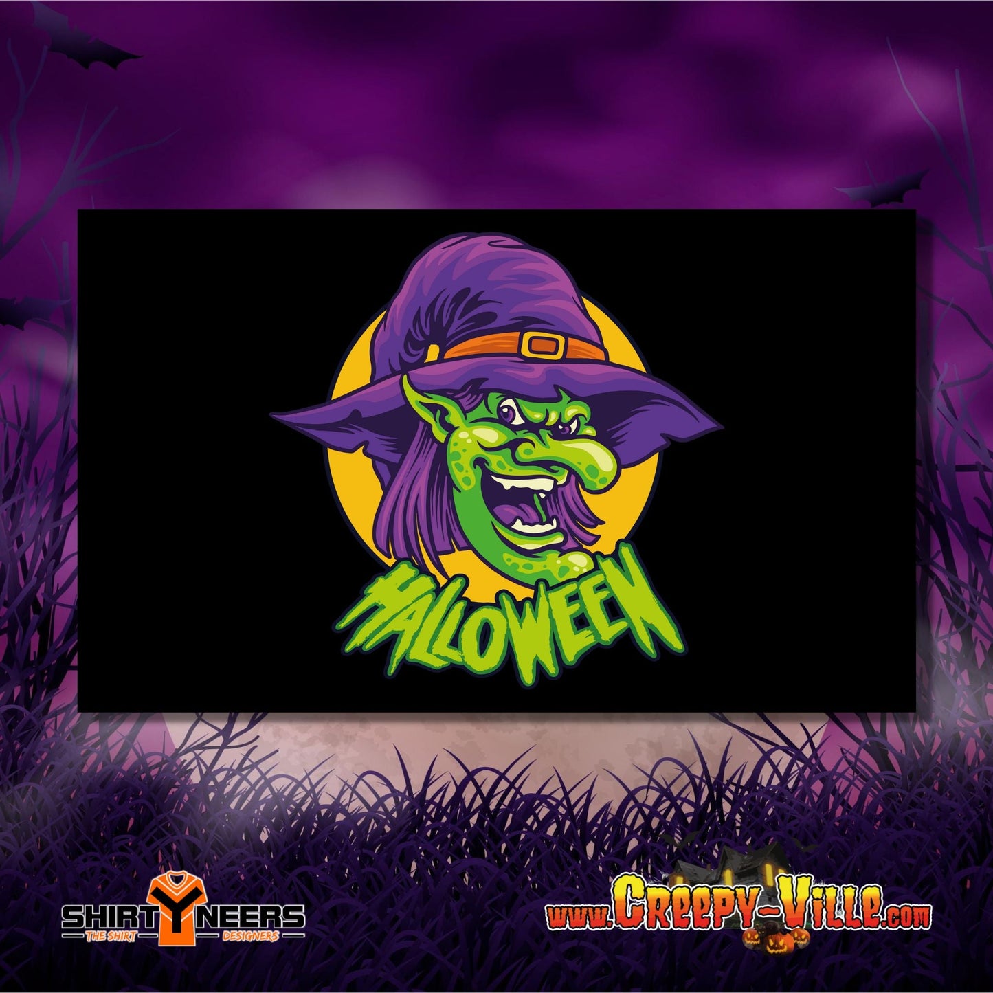 Creepy-Ville - Halloween Scary Lady Hexe - Fahne 90 X 150 cm