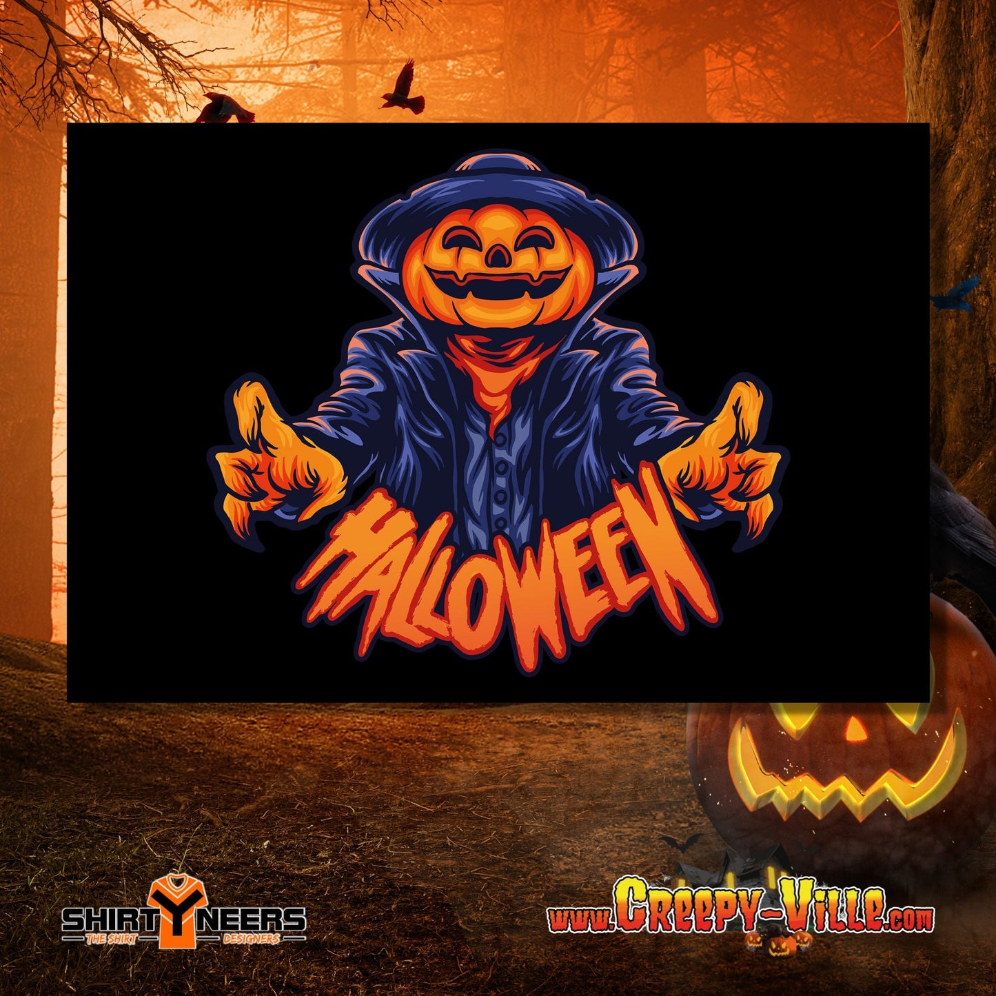 Creepy-Ville - Jack O’Lantern – Pumpkin - Fahne 90 X 150 cm