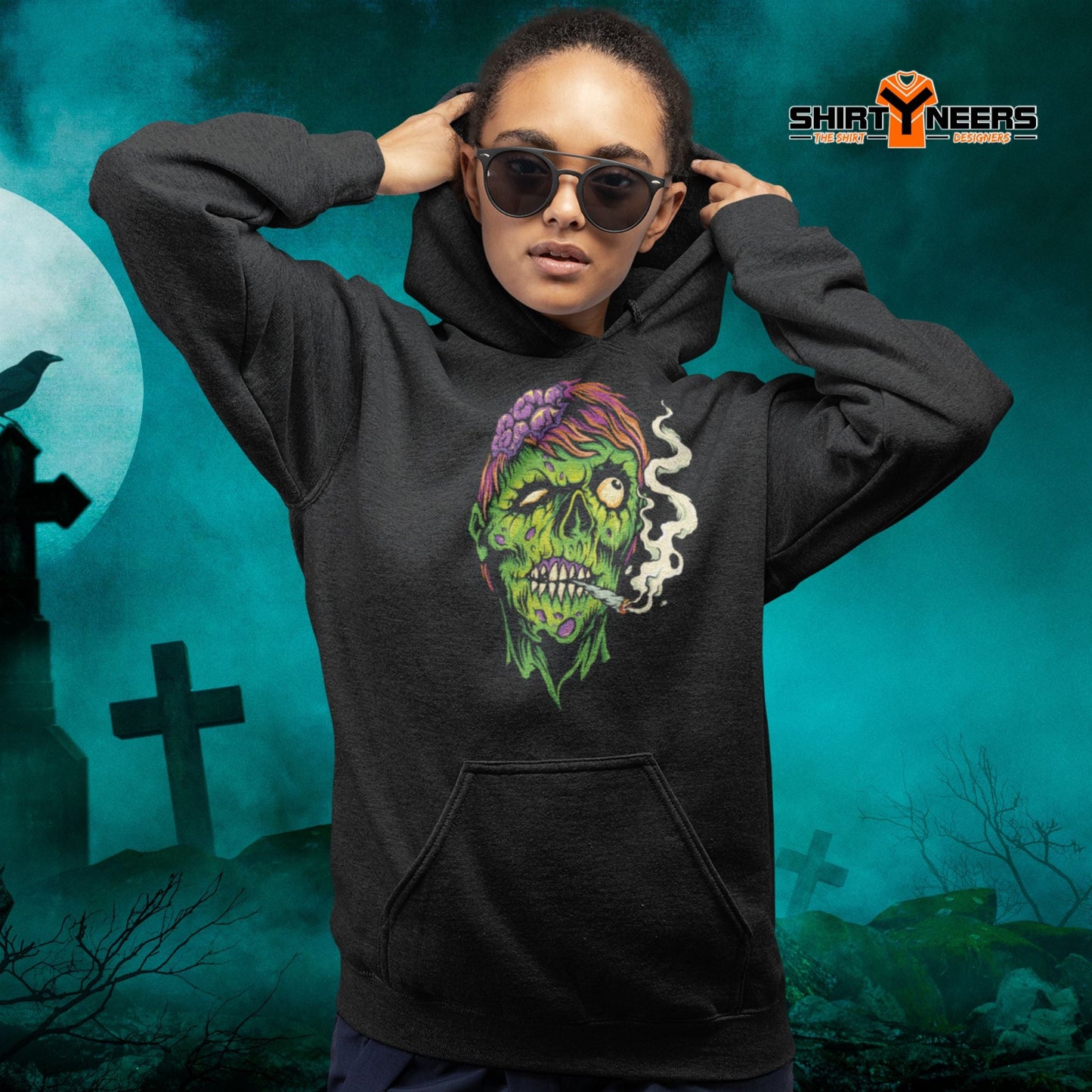 Creepy Ville - Smoking Zombie – Premium Unisex Hoodie