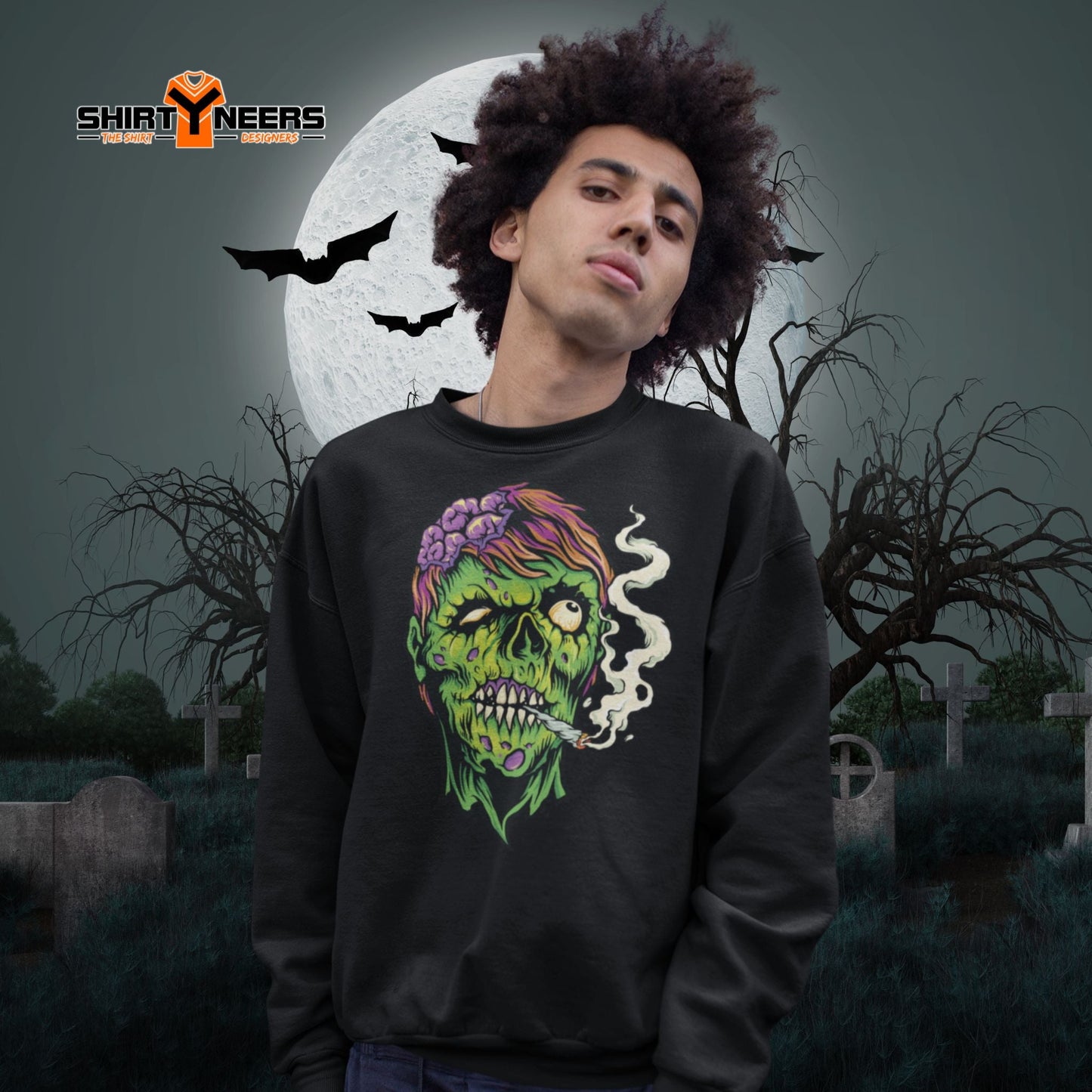 Creepy Ville - Smoking Zombie – Premium Unisex Sweatshirt