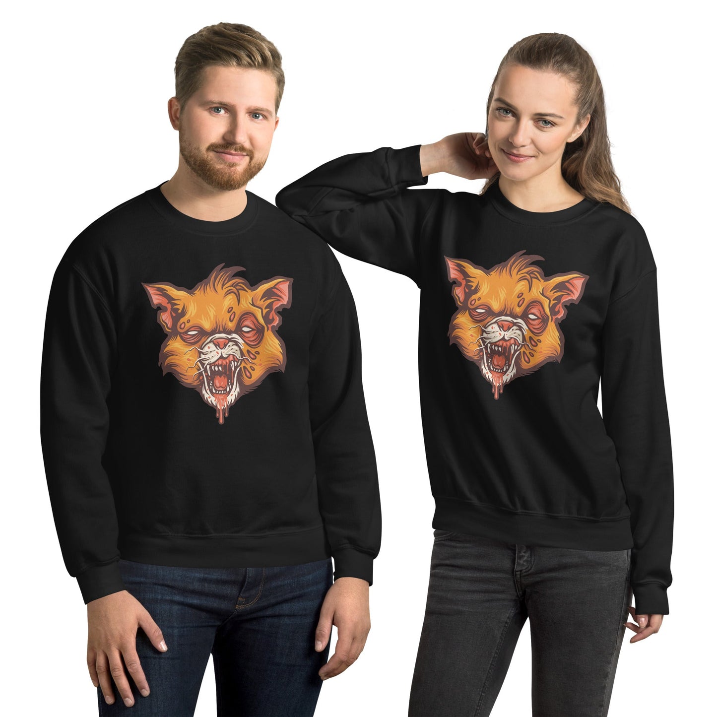 Creepy Ville - Zombie Katze – Premium Unisex Sweatshirt