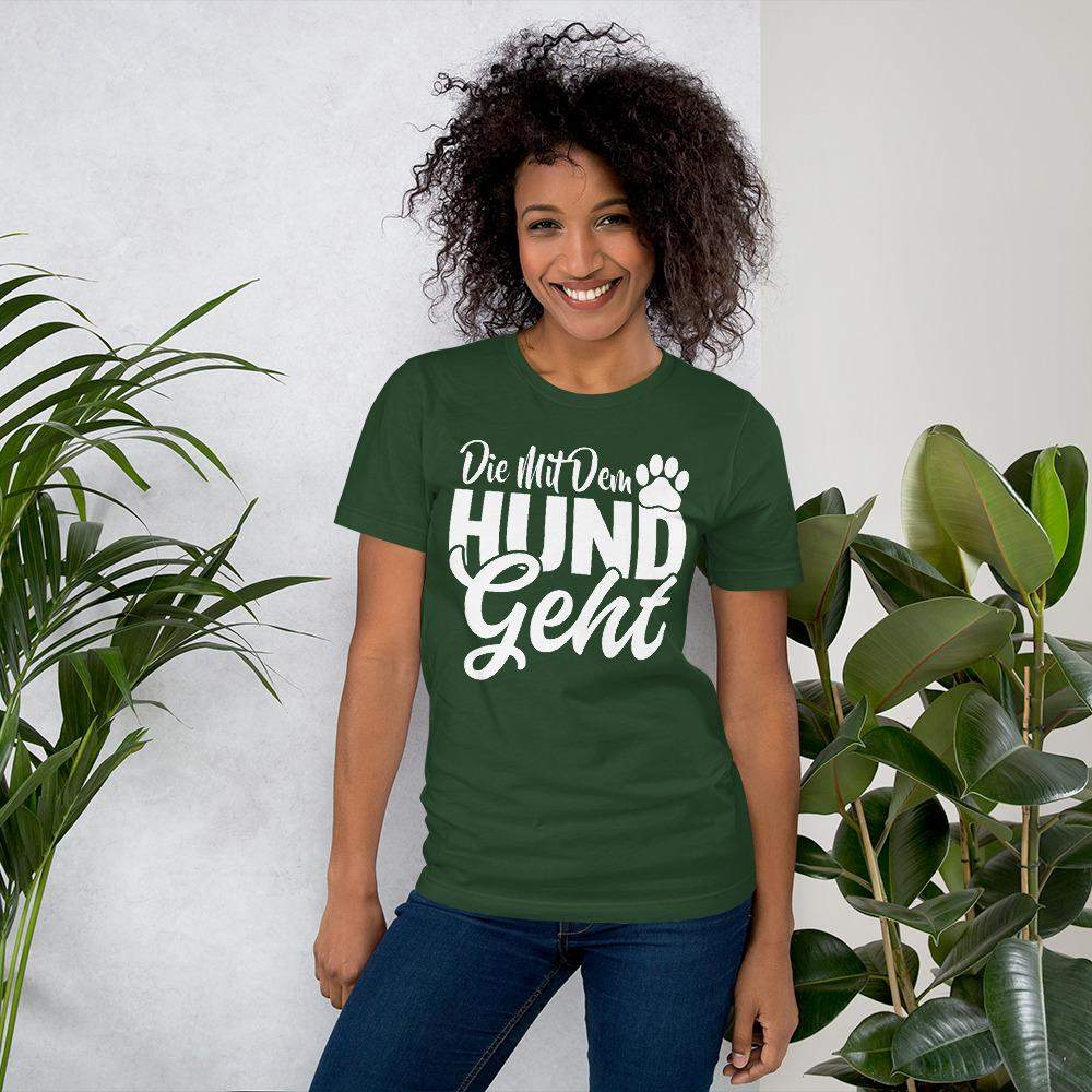 Die mit dem Hund geht Kurzarm Damen Premium T-Shirt Aufdruck