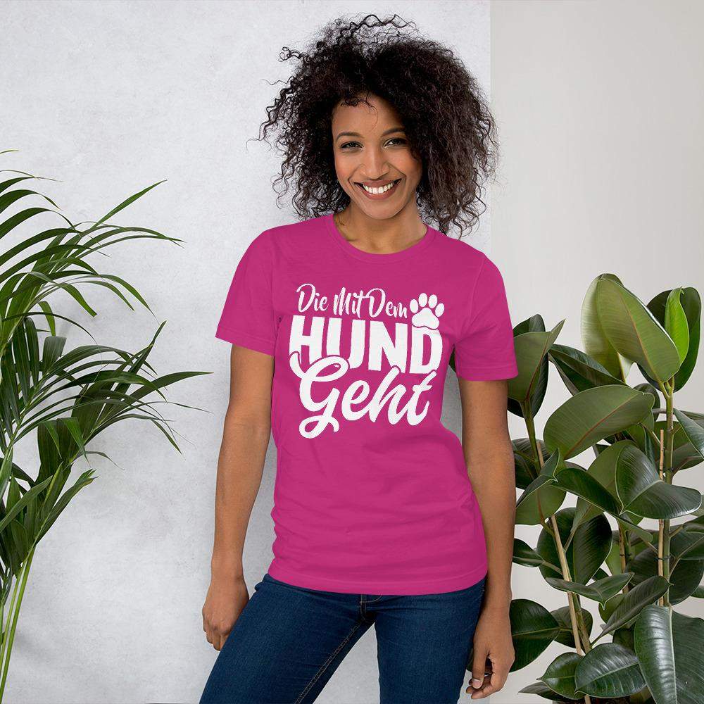 Die mit dem Hund geht Kurzarm Damen Premium T-Shirt Aufdruck