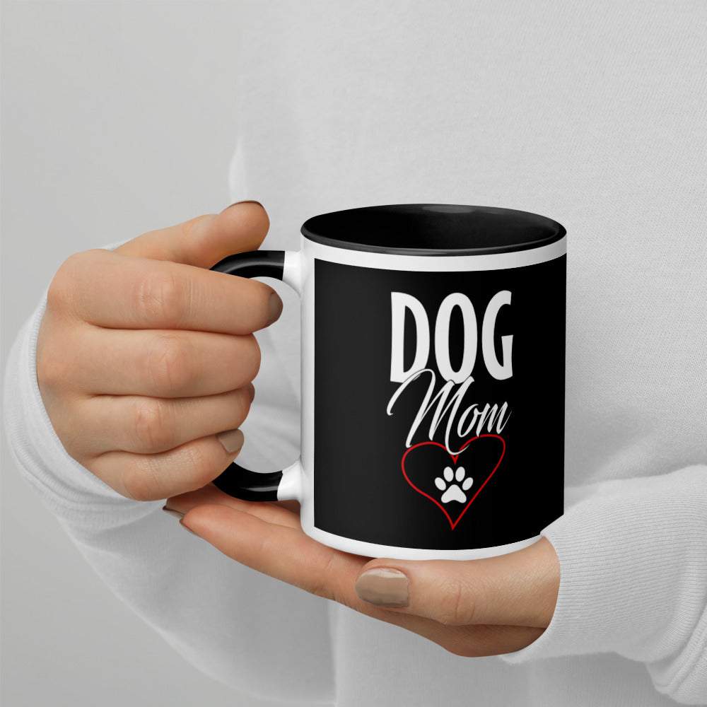 Dog Mom - Tasse mit farbiger Innenseite und Aufdruck -