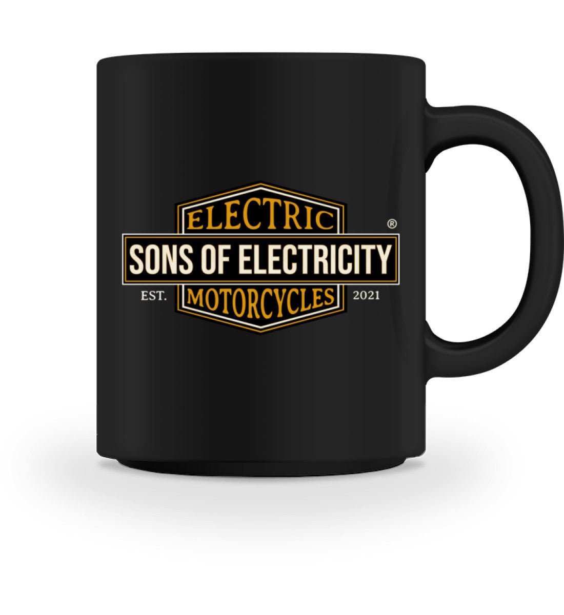 E-Chopper und E-Motorrad Tasse: SONS OF ELECTRICITY Logo -