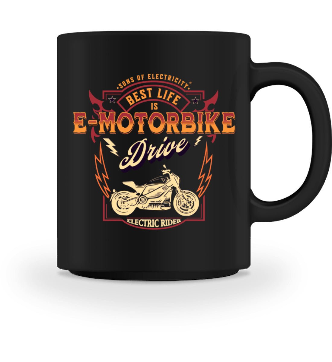 E-Motorrad Tasse: Best Life is E-Motorbike drive - Black / M