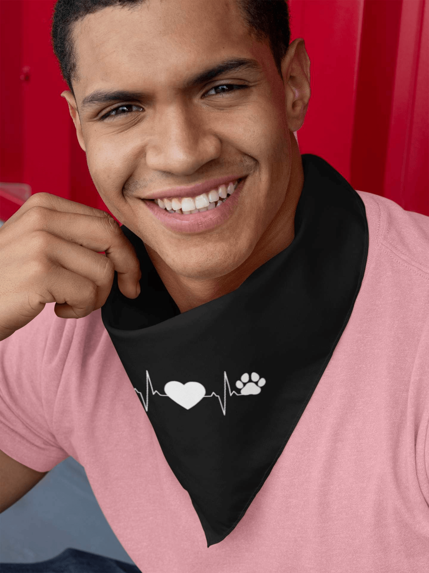 Herzschlag Herz Hundepfote - Bandana Halstuch mit Aufdruck