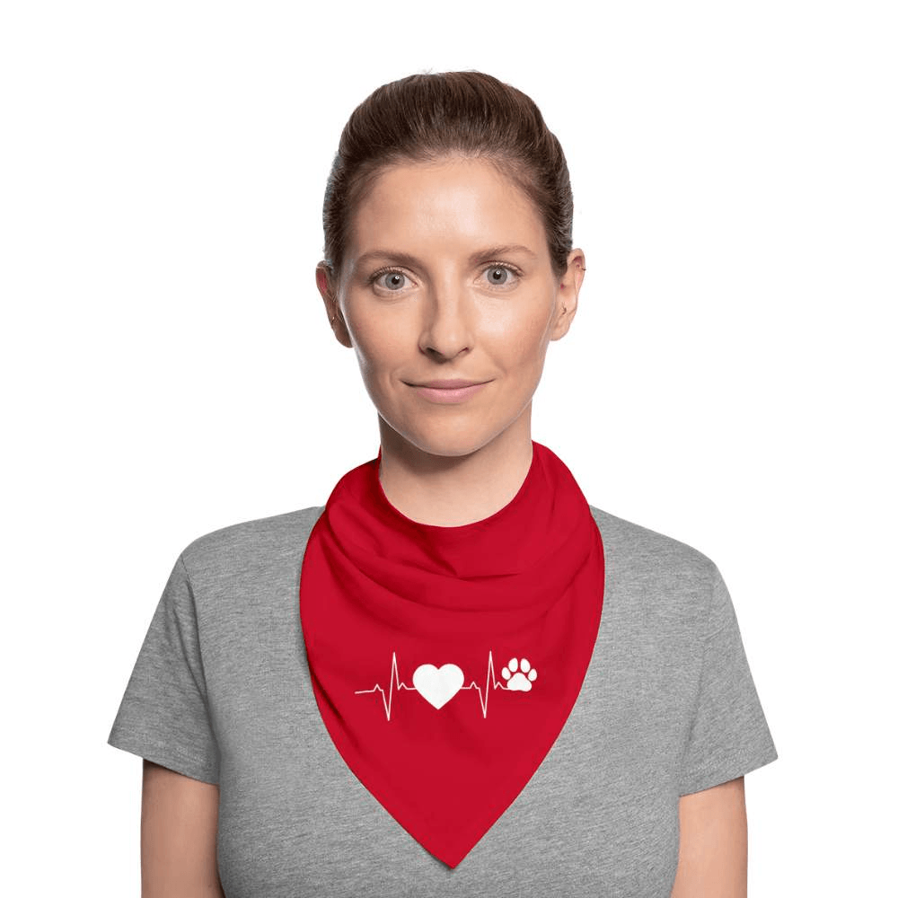 Herzschlag Herz Hundepfote - Bandana Halstuch mit Aufdruck -