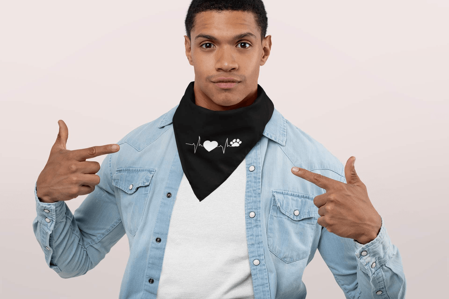 Herzschlag Herz Hundepfote - Bandana Halstuch mit Aufdruck