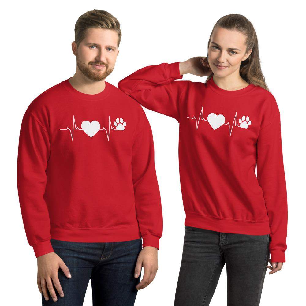 Herzschlag Herz Hundepfote - Unisex Sweatshirt Pullover