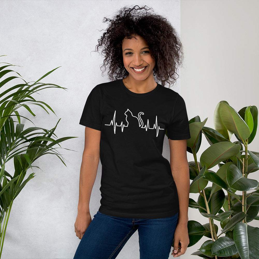 Herzschlag Katze - Kurzarm Unisex Premium T-Shirt