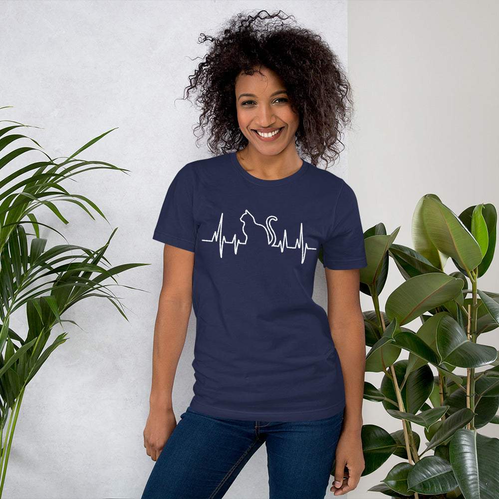 Herzschlag Katze - Kurzarm Unisex Premium T-Shirt